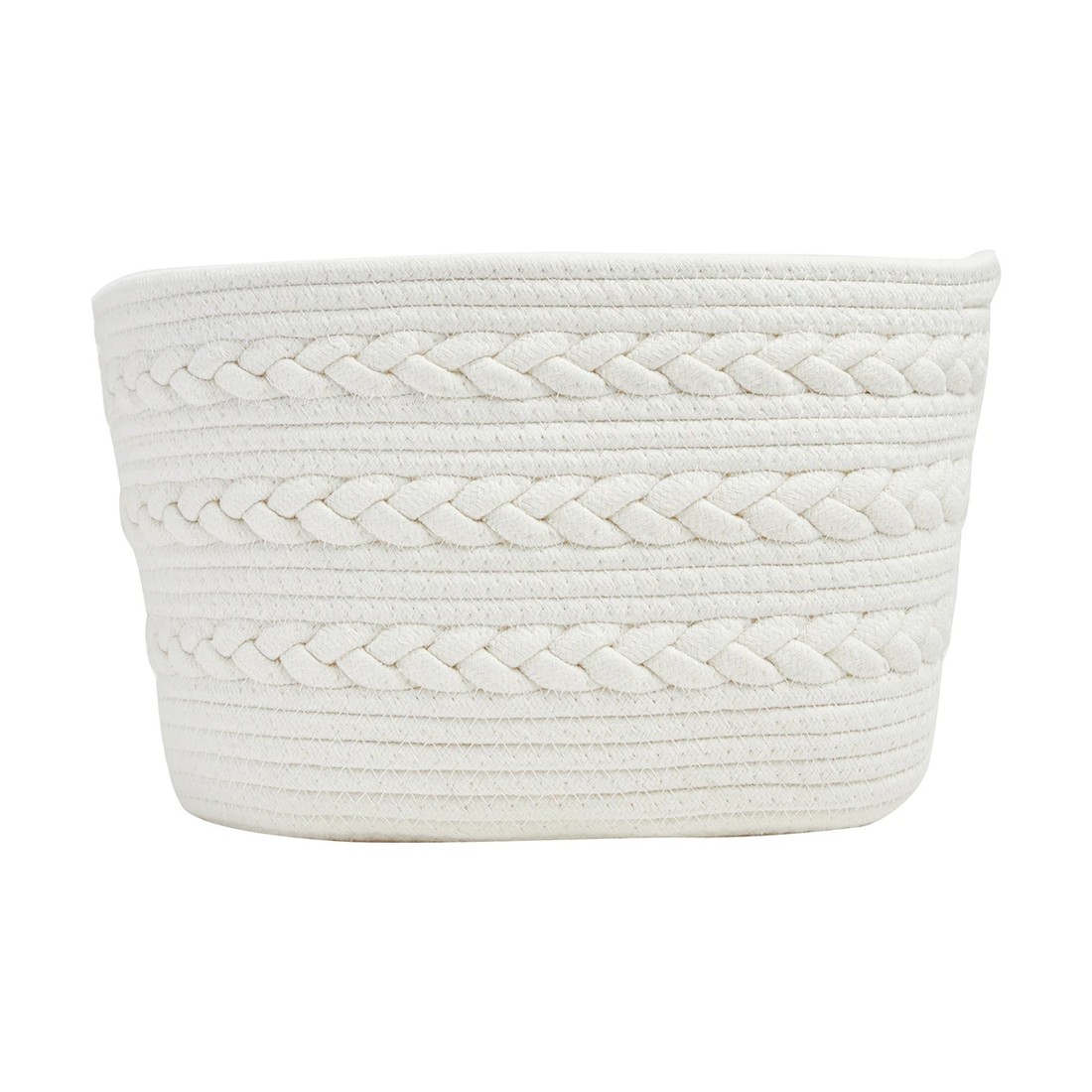 3 Rectangle Braid Rope Basket - White, 3 of 4