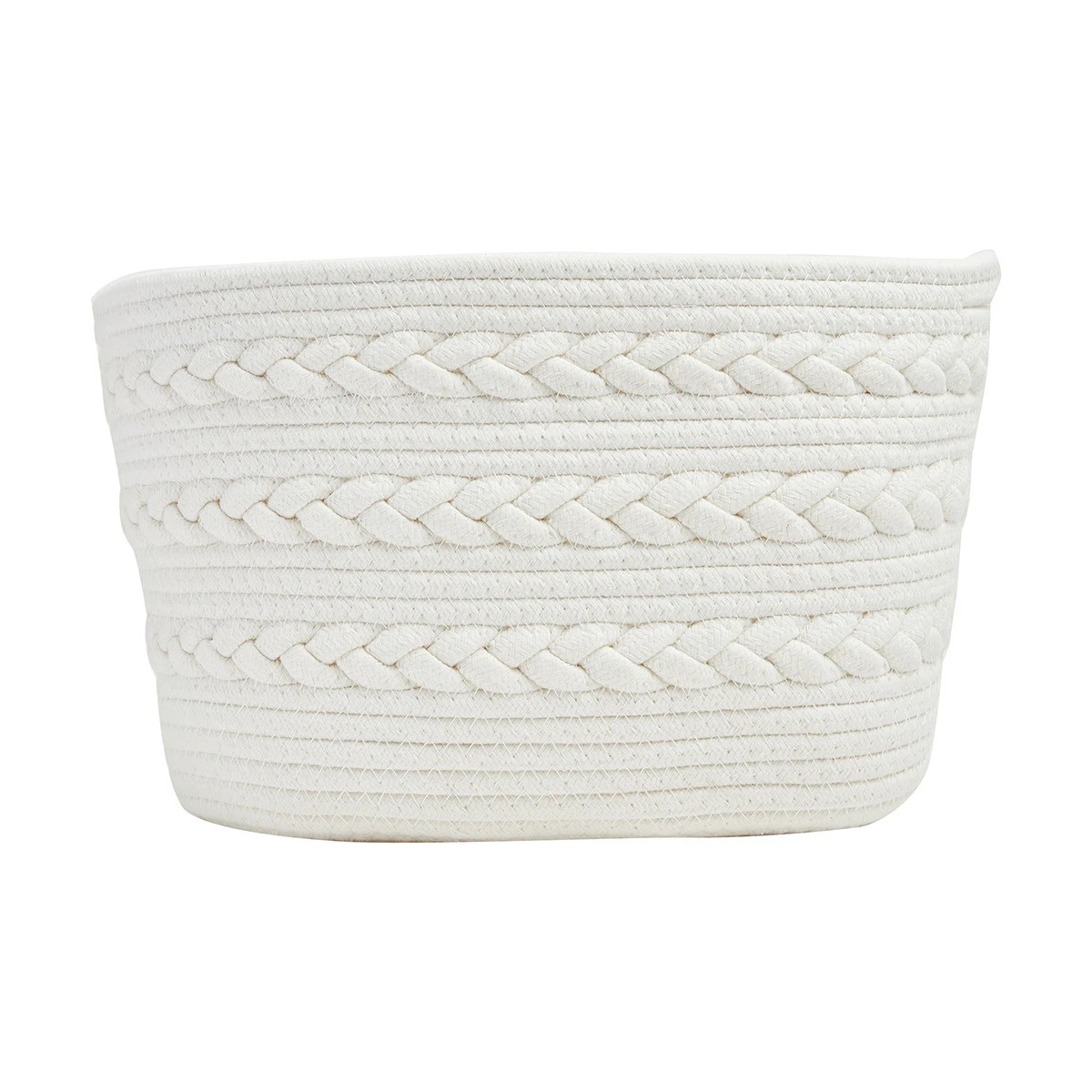 3 Rectangle Braid Rope Basket - White, 3 of 4