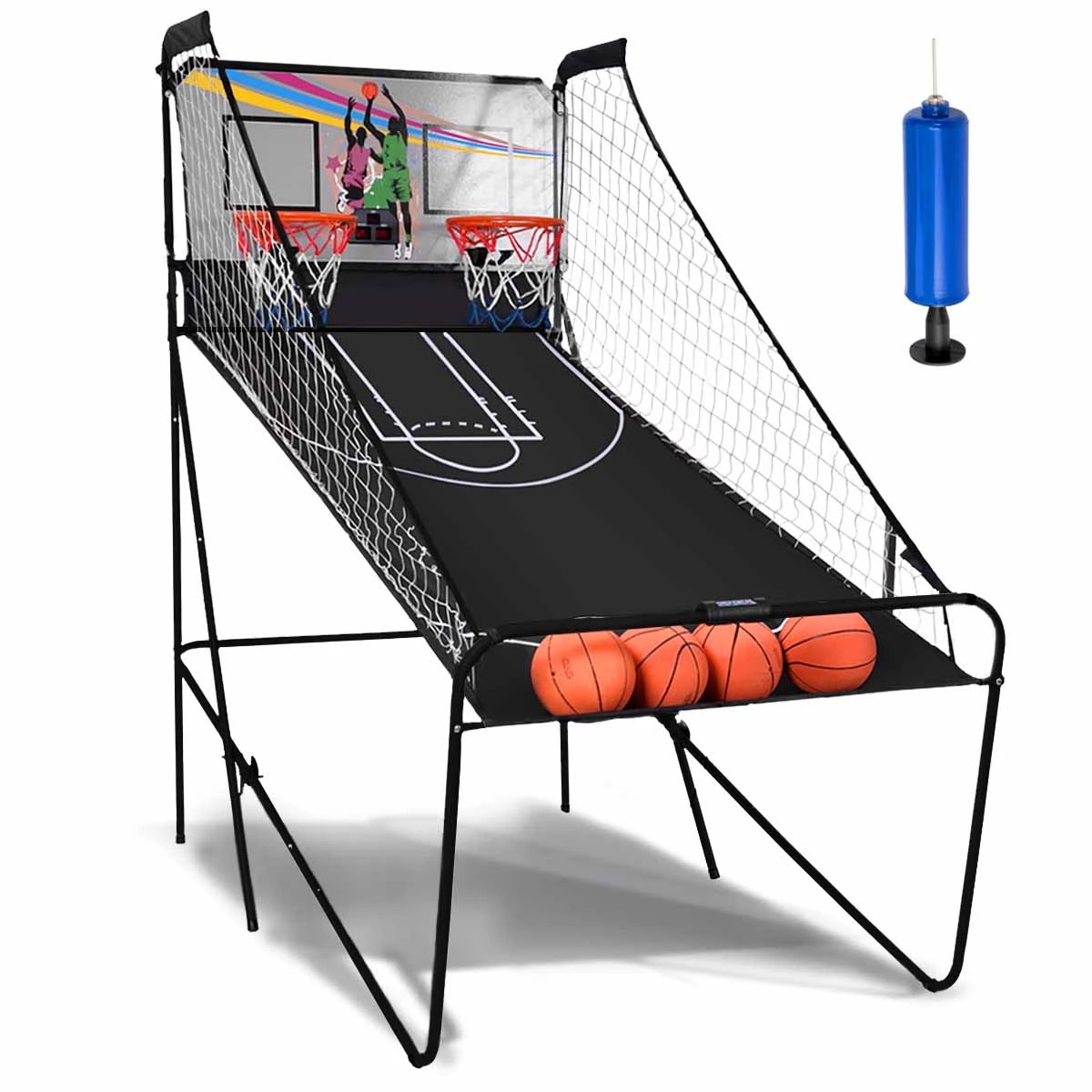 1 Costway Arcade Basketball Game 2-Player Basketball System Electronic Scoring Sports Indoor Exercise - Black, 1 of 2