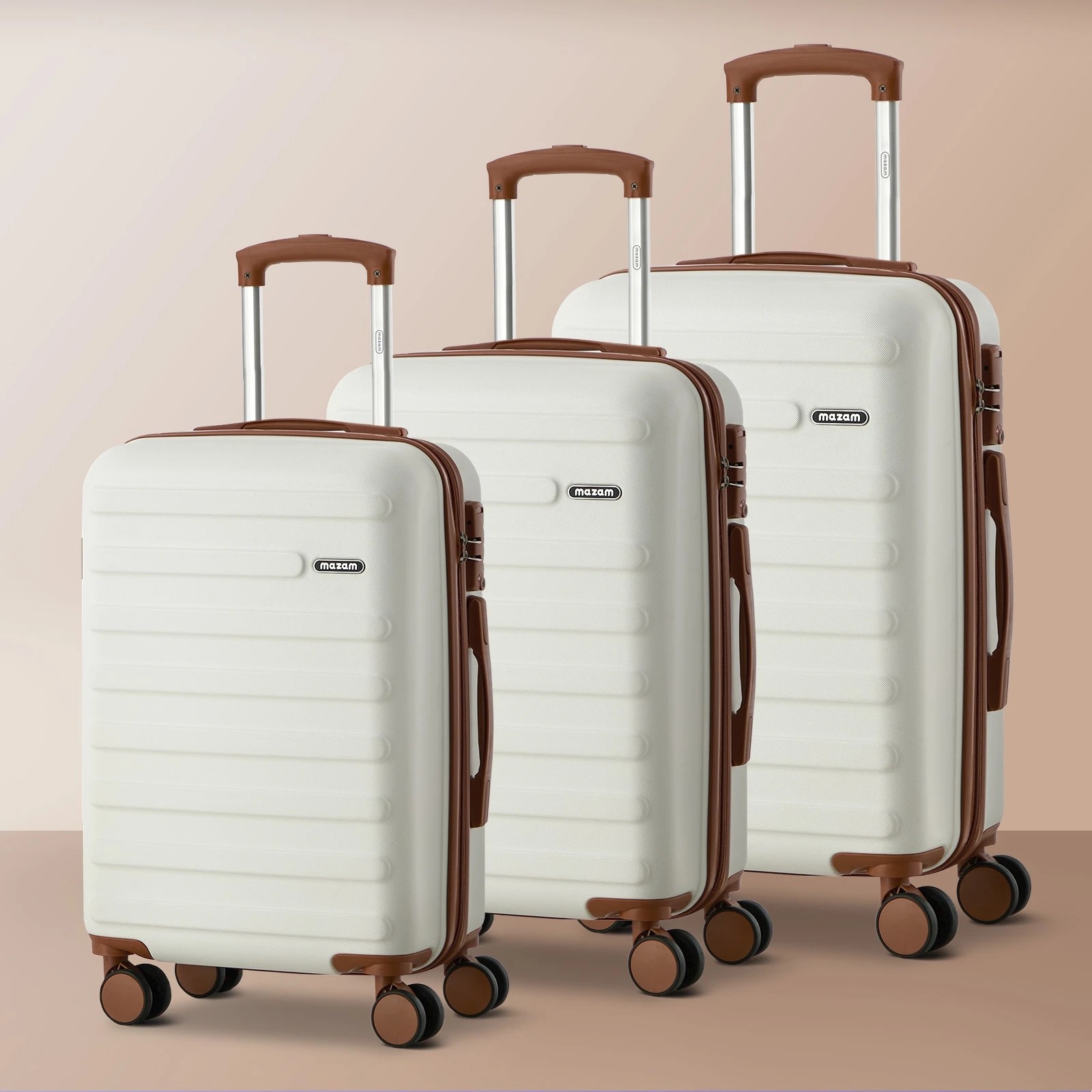 3 Mazam 3PCS Luggage Suitcase Trolley Set TSA Lock Hard Shell Case - White, 3 of 10