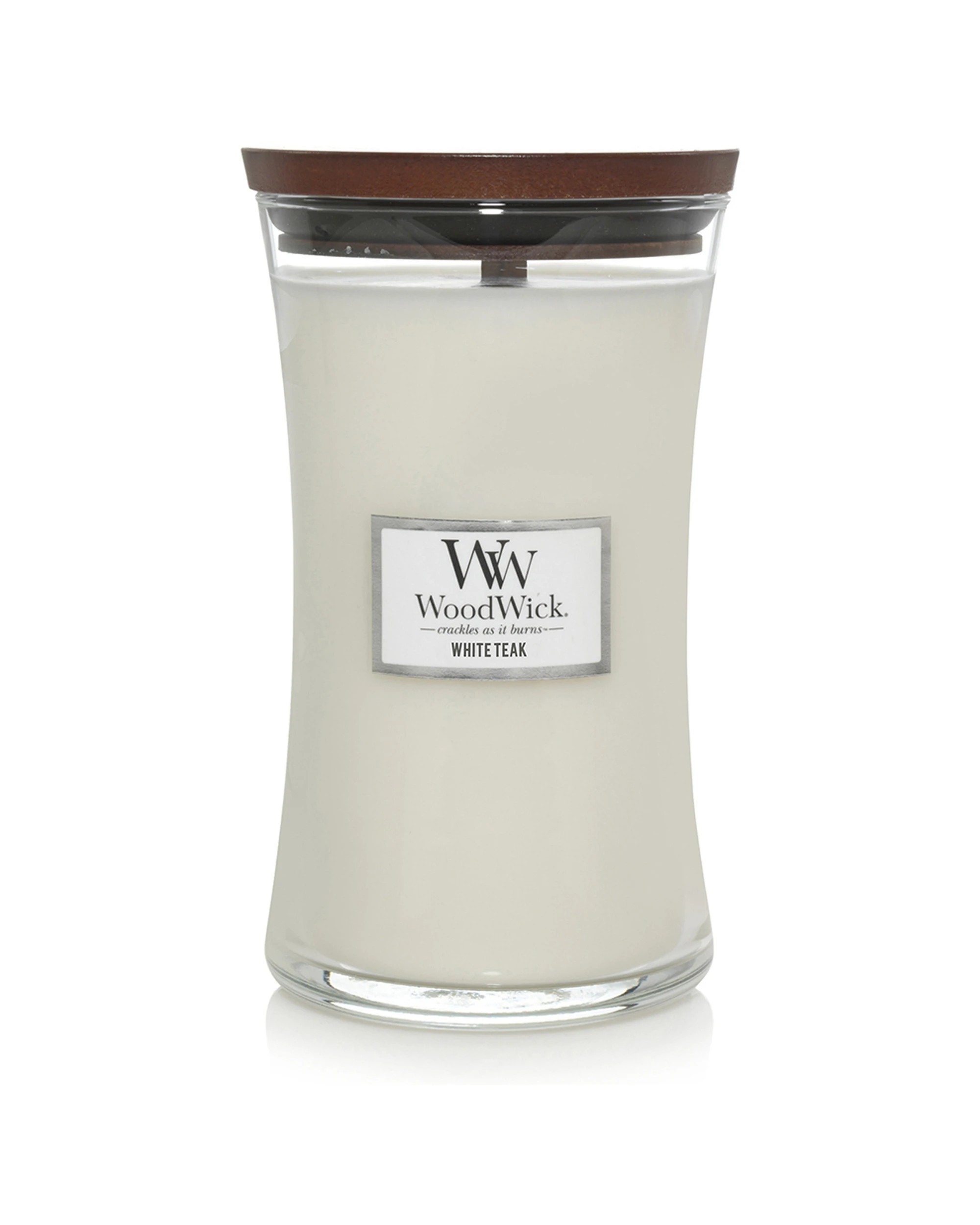 1 Woodwick Scented Soy Wax Candle Teak Scented Home Fragrance Large - White