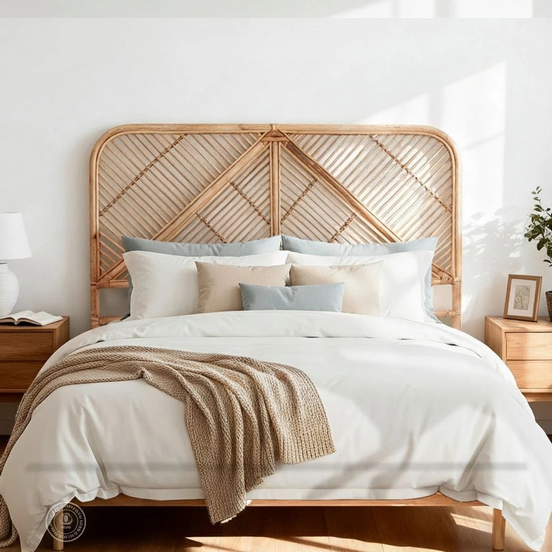 5 Artiss Bed Headboard Double Bedhead Rattan - Natural, 5 of 7