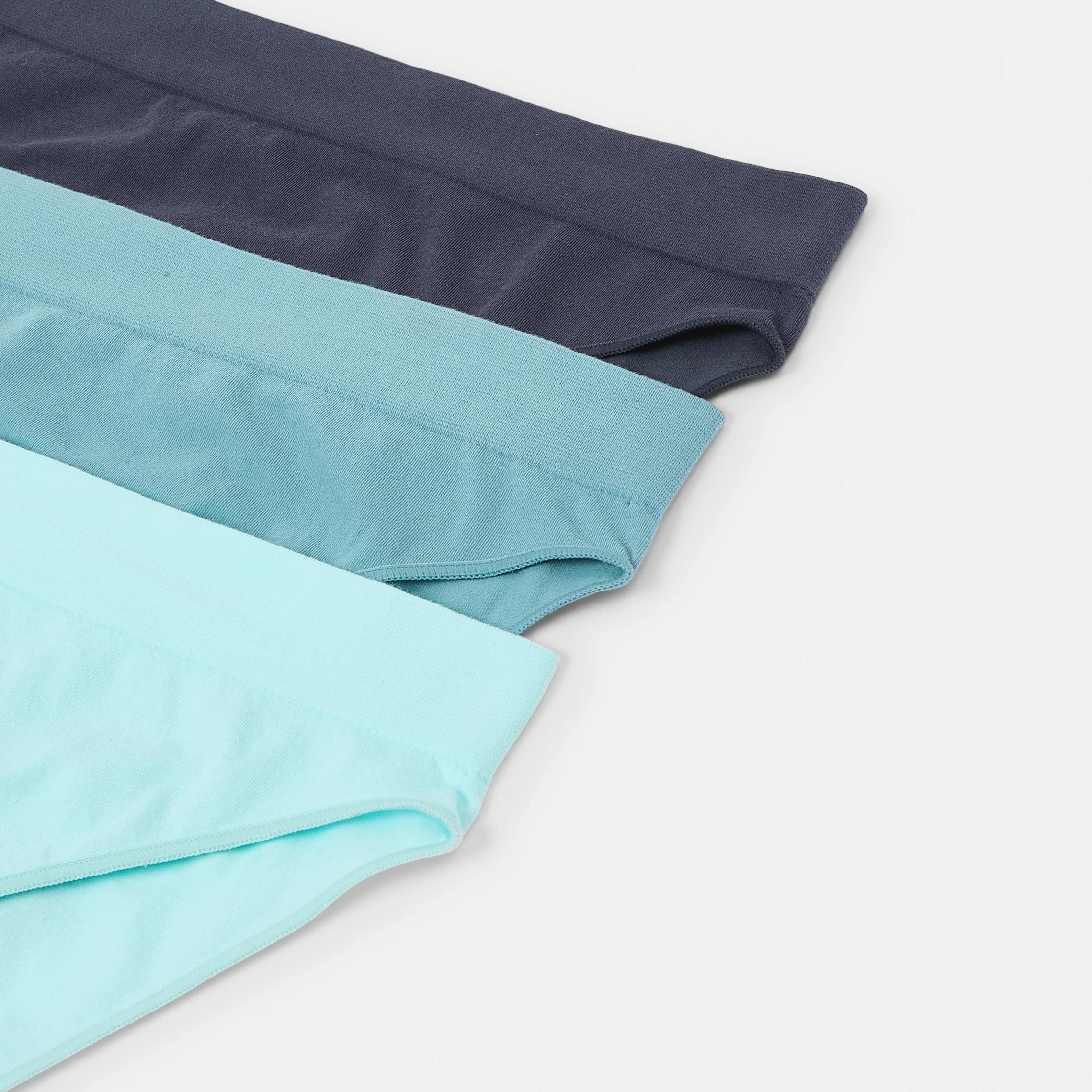 2 3 Pack Seamfree Cotton Bikini Briefs WASHED SLATE, SEAGRASS BLUE, BRIGHT TURQUOISE, 2 of 8