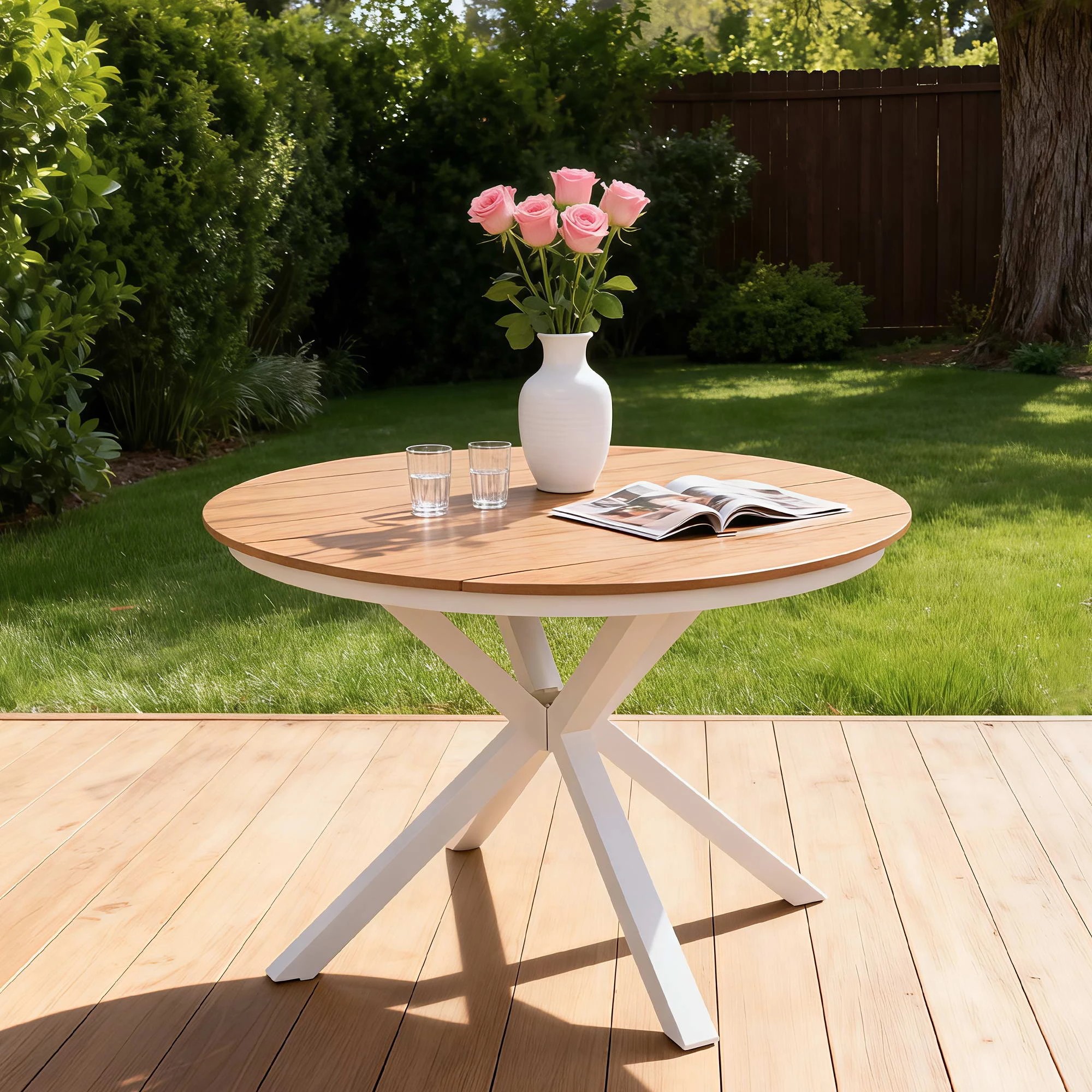 6 Gardeon 5PCS Outdoor Dining Set Table and Chairs Patio Garden Furniture Entwine - White, 6 of 8