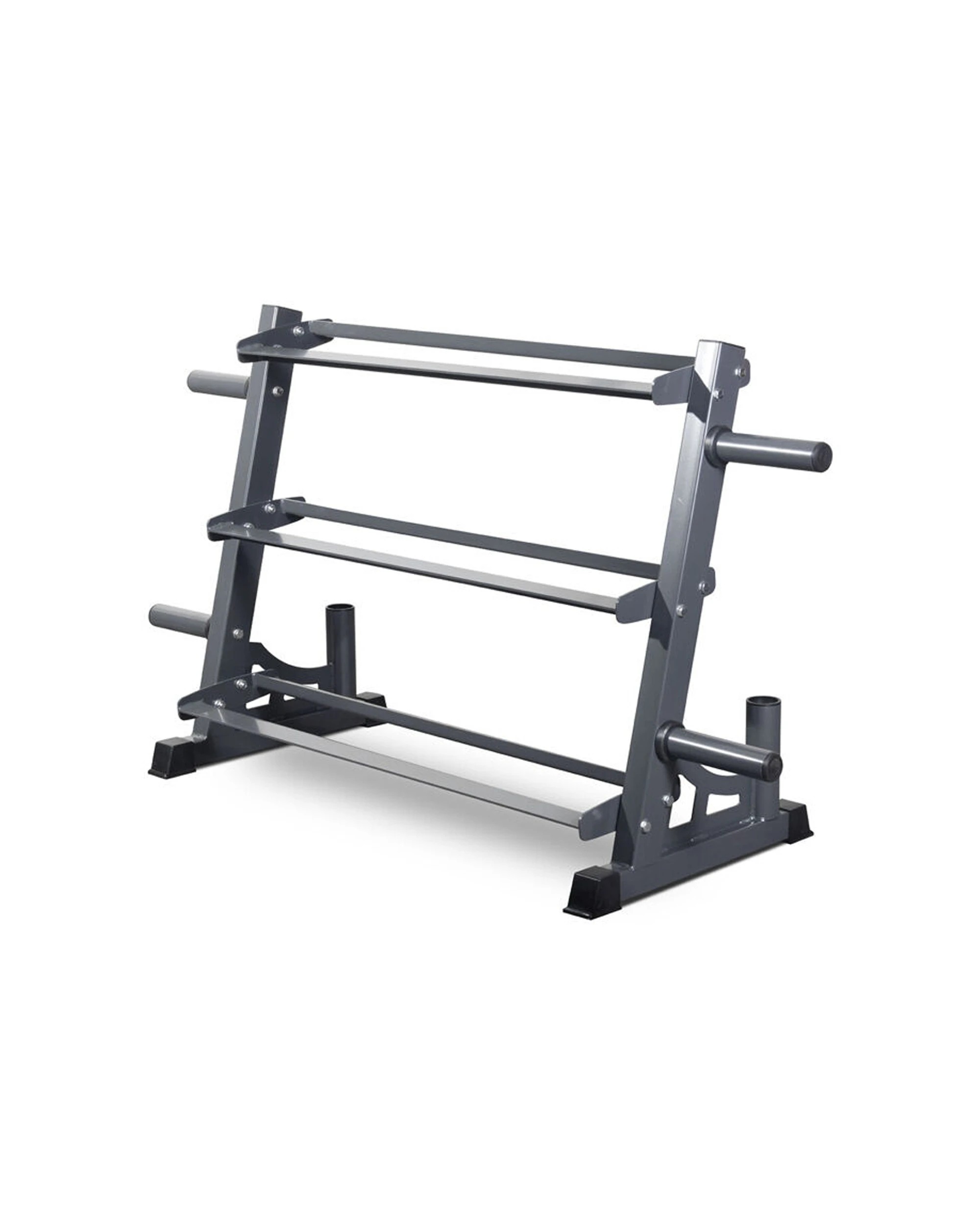 1 Bodyworx 3-Tier Weight Plate Dumbell Holder Rack Home Gym Storage 159x88cm - Black, 1 of 4