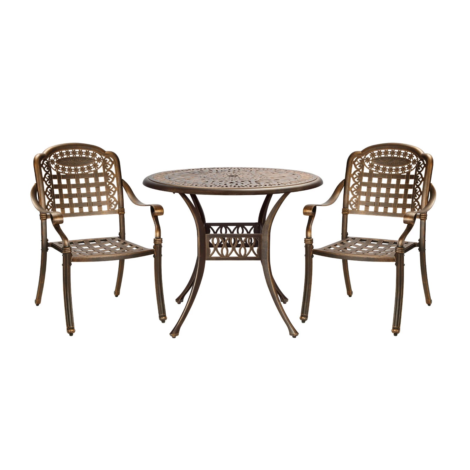 1 Livsip 3 Piece Outdoor Dining Chairs Bistro Set Cast Aluminium Patio Furniture
 - Bronze, 1 of 10