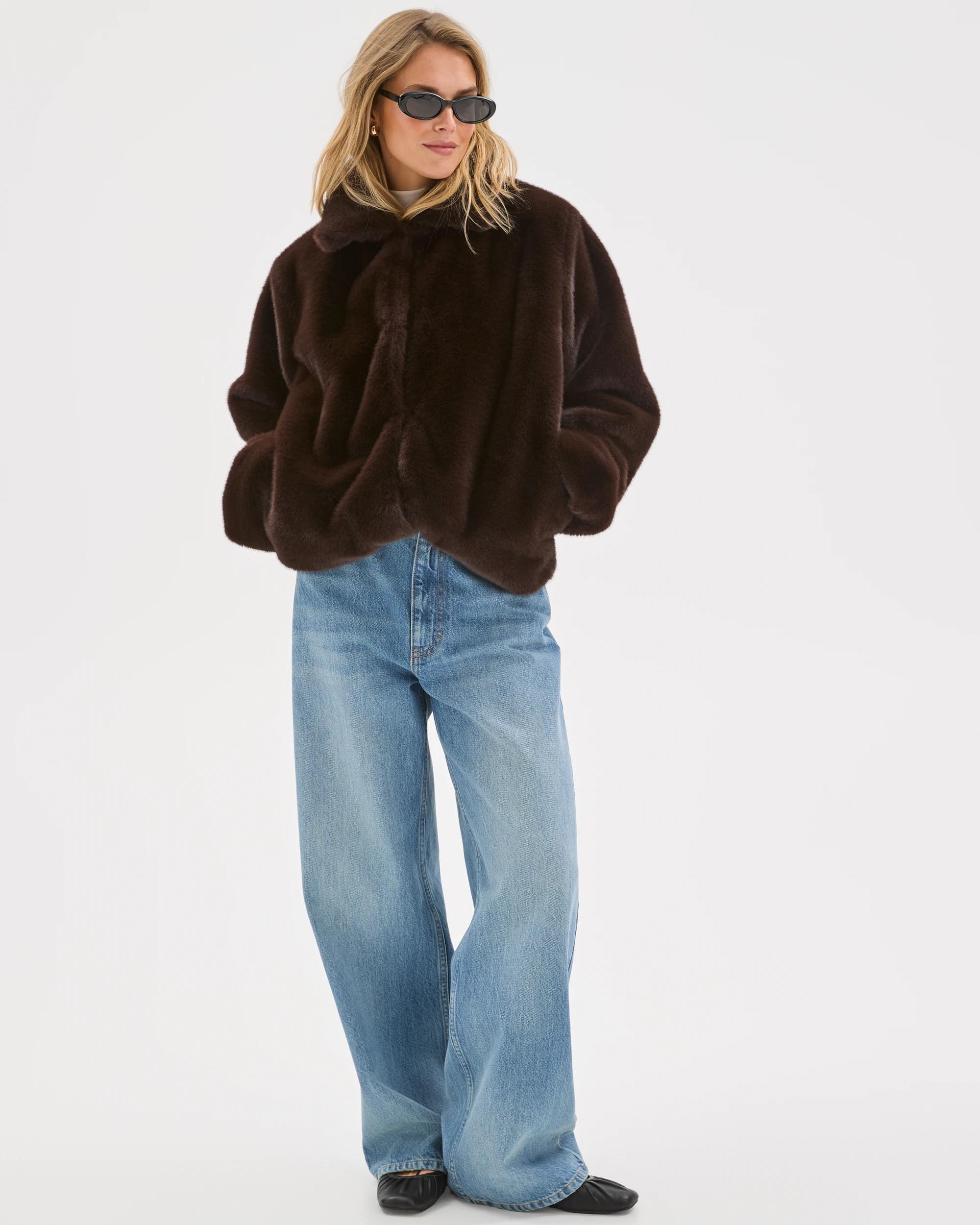 3 Lily Loves Faux Fur Coat CHOCOLATE, 3 of 8