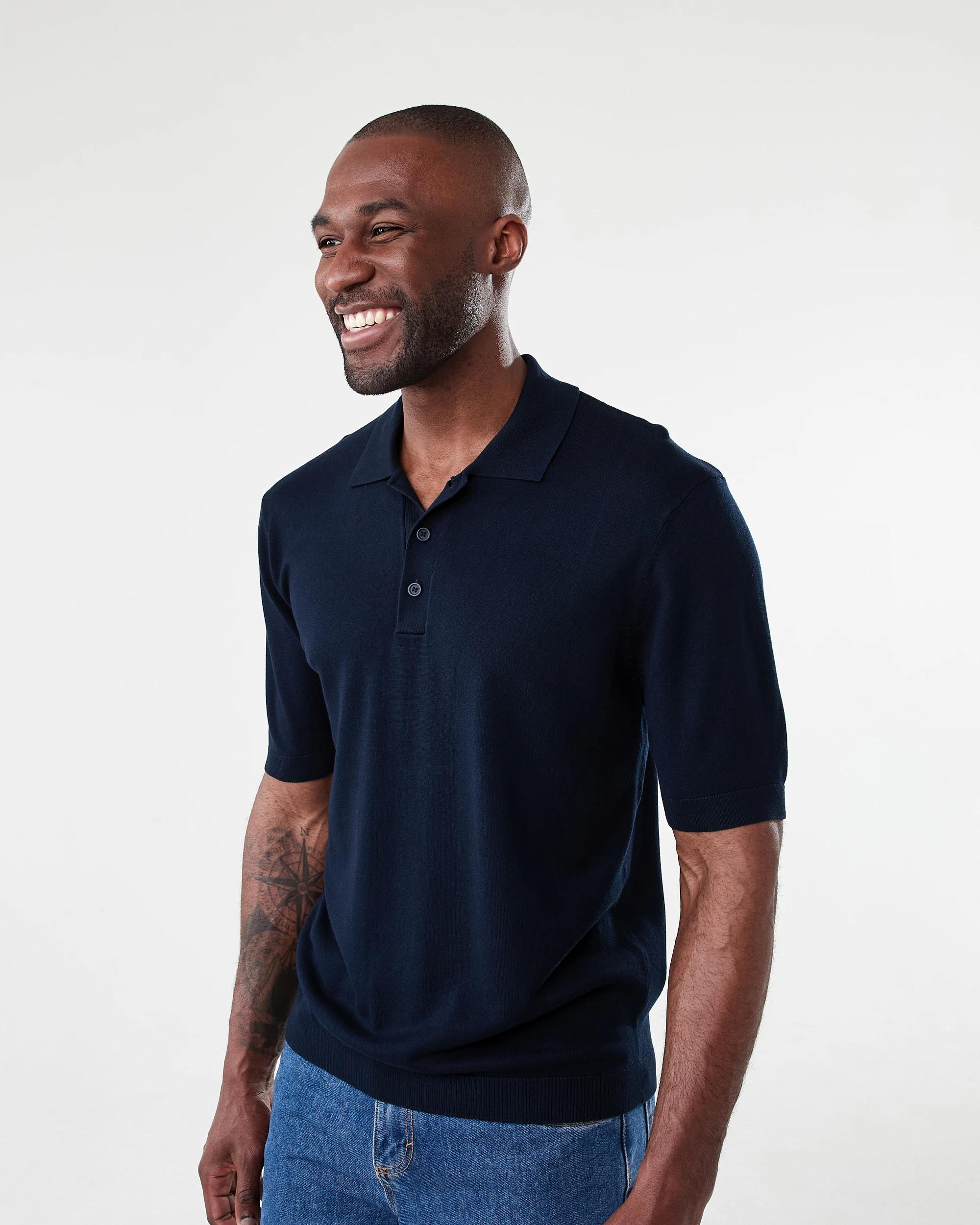 2 Button Up Knit Polo T-shirt Sky Cptn, 2 of 5