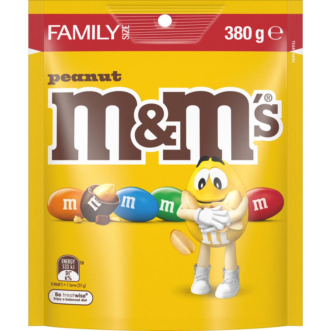 1 M&M's Peanut Milk Chocolate Snack & Share Bag 380g, 1 of 5