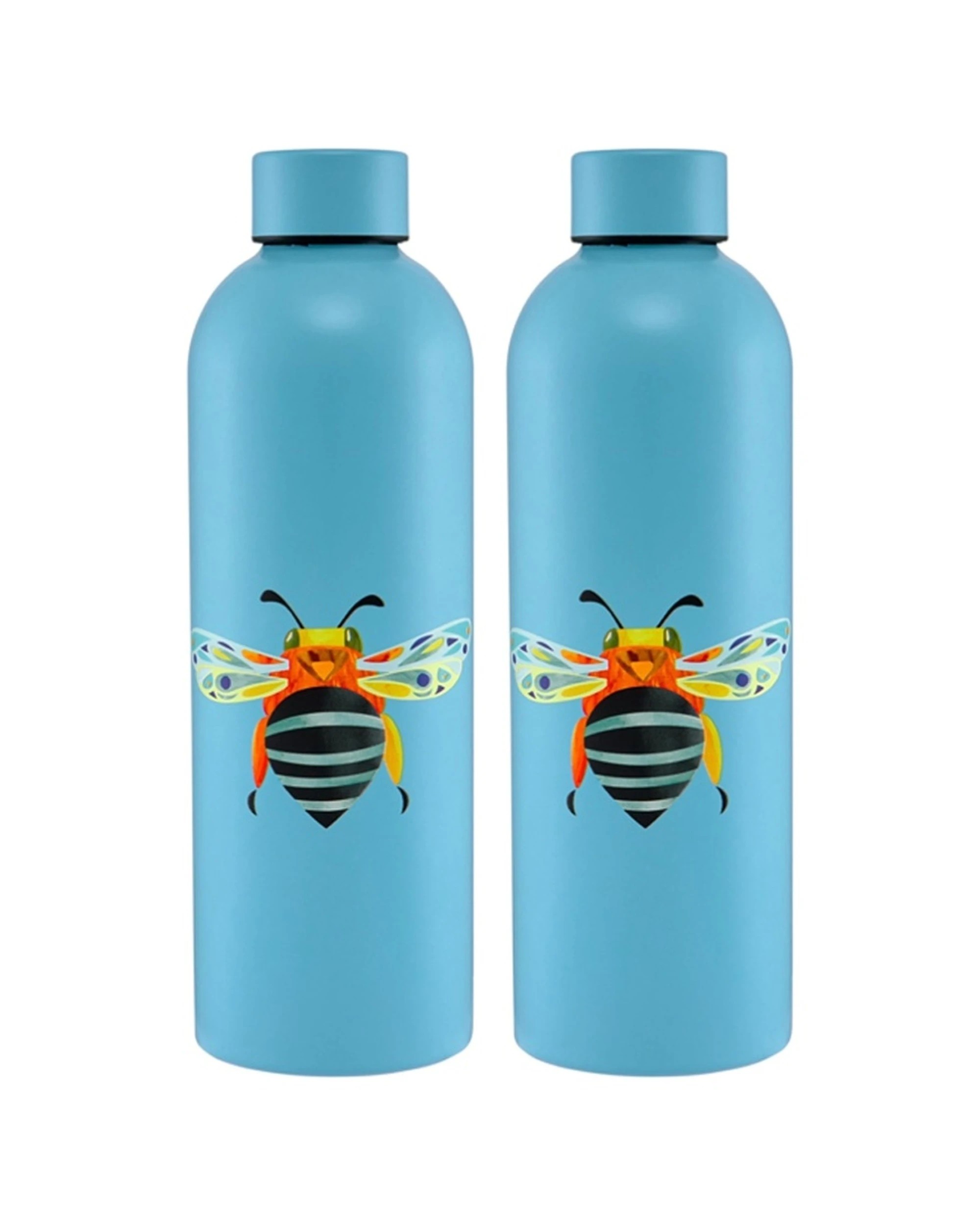 1 Maxwell & Williams 2x Pete Cromer Garden Party Insulated Bottle Set 750ml Banded Bee - Blue, 1 of 5