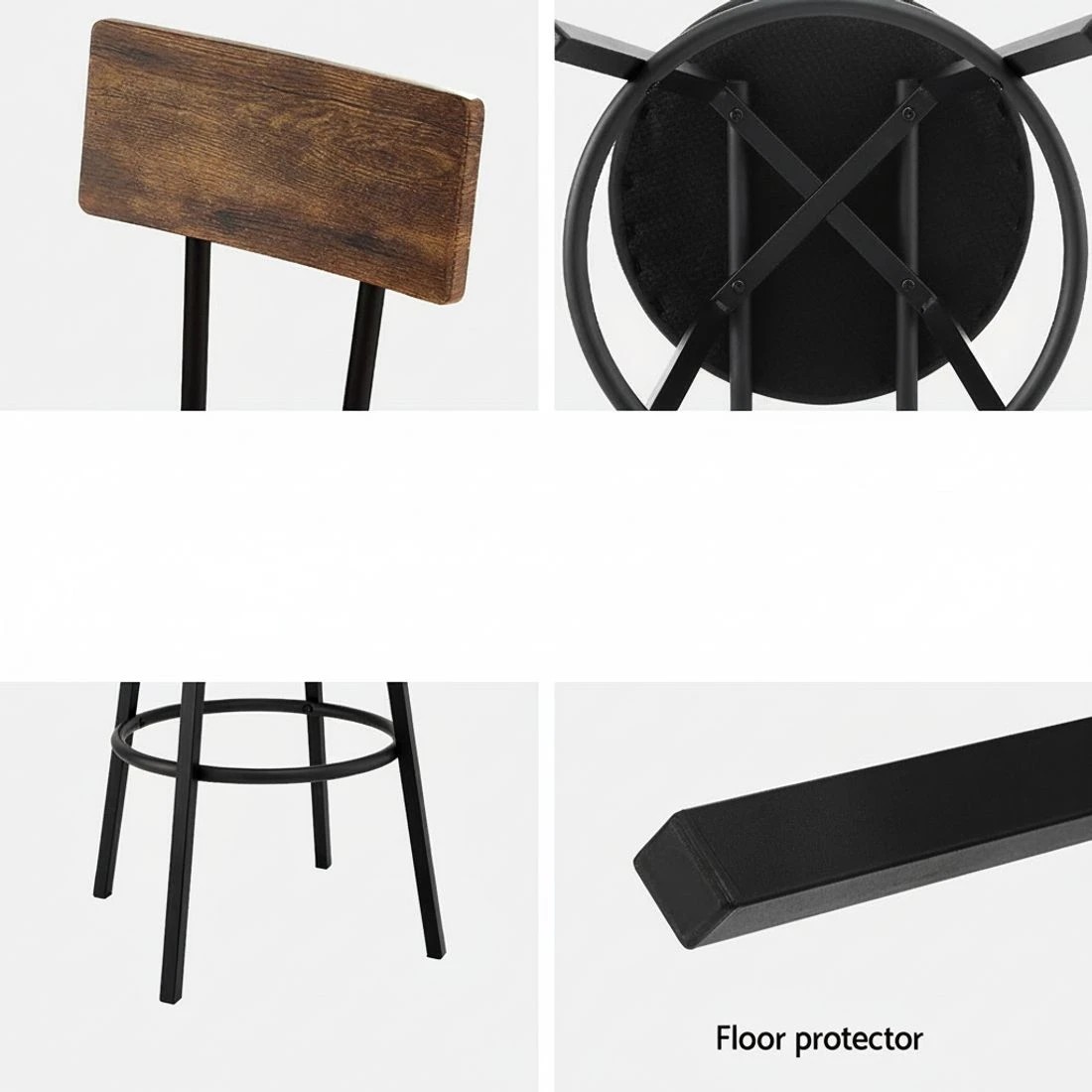 5 Artiss 2X Industrial Bar Stools Upholste Counter Chairs Steel Frame Anti - Brown, 5 of 5