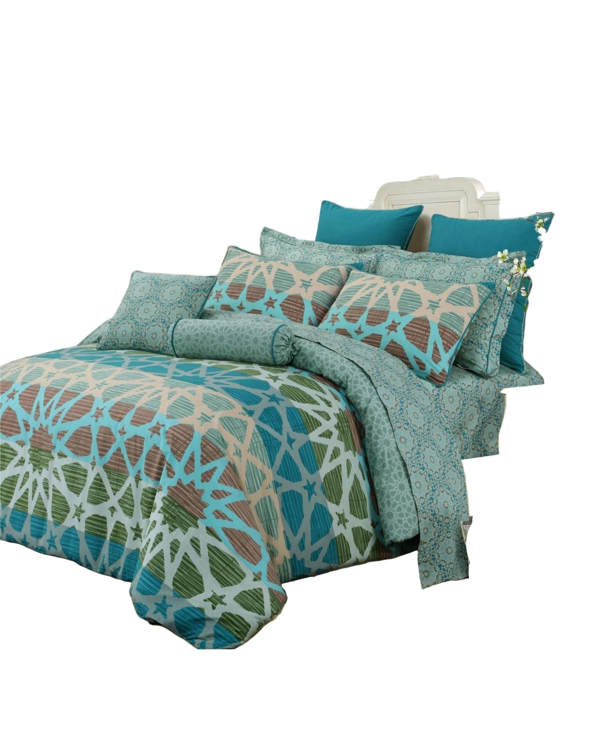 1 Amsons Oasis Quilt Cover Set, Green/Beige, 100% Cotton, Super King - Assorted, 1 of 2