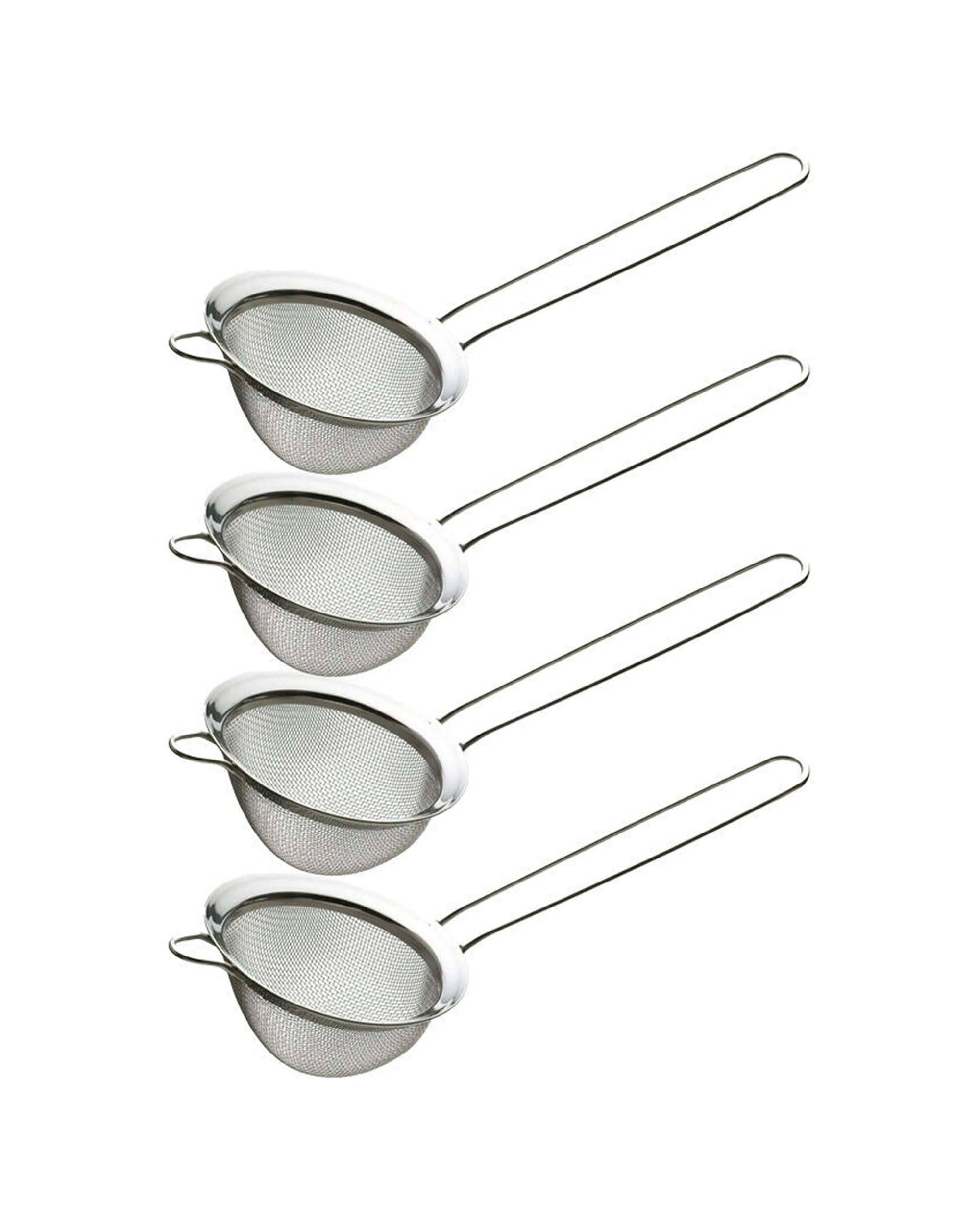 1 La Cafetiere Tea Strainer 4PK Long Handle Fine Mesh Stainless Steel Kitchen Utensils Set - Silver, 1 of 3