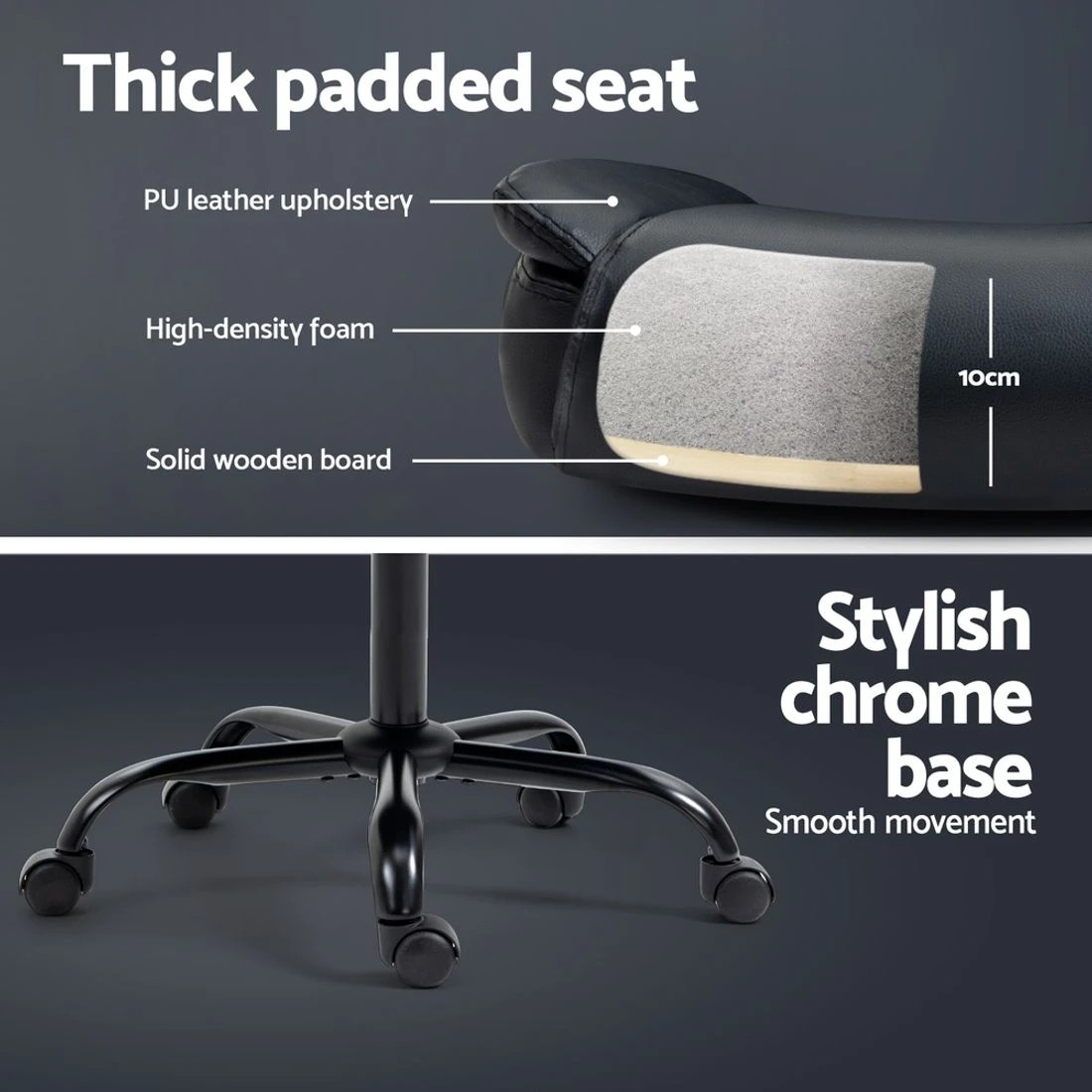 7 Artiss Executive Office Chair Mid Back - Black, 7 of 7