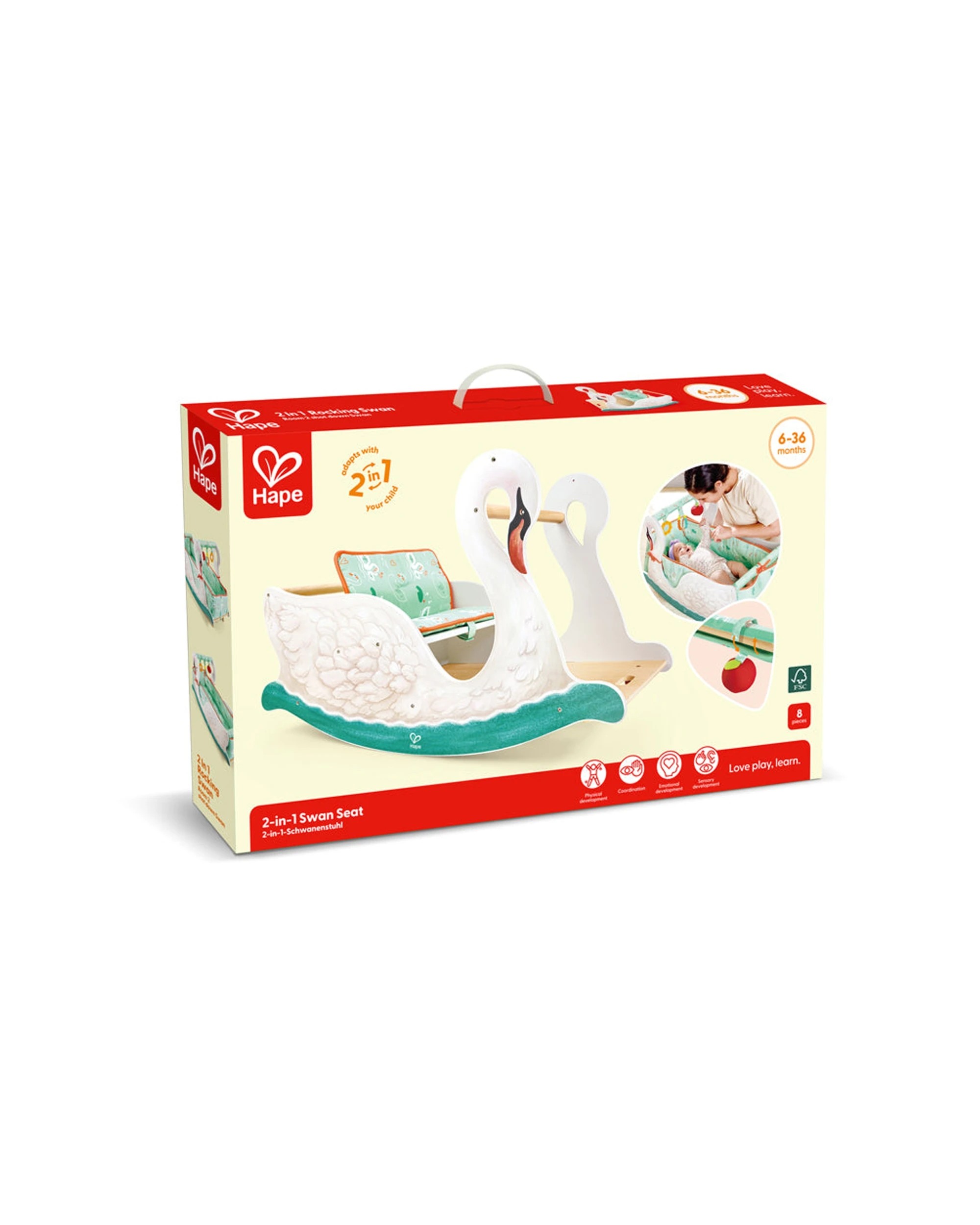 2 Hape 2-In-1 Swan Seat Baby Playtime Gym & Rocking Chair - White, 2 of 3