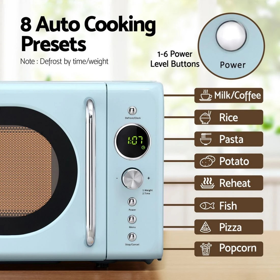 5 Devanti 20L Microwave Oven 700W - Blue, 5 of 7