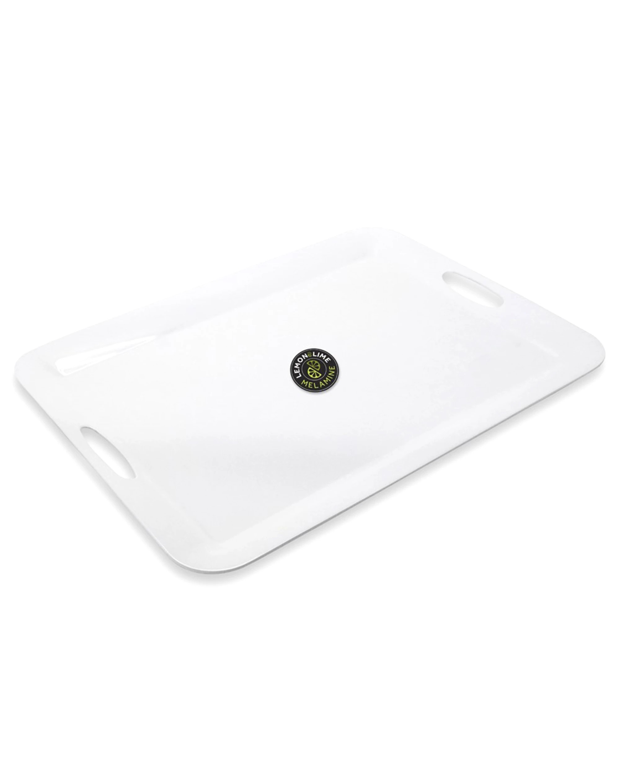 1 Lemon Lime White Rectangular Melamine Platter with Handles 50cm x 37cm, 1 of 1