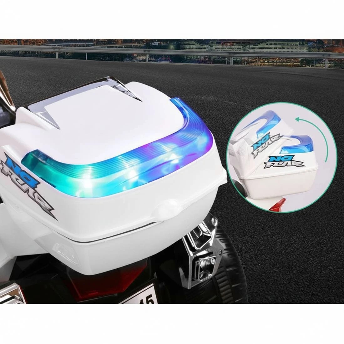 7 Rigo Kids Electric Ride On Patrol Police Car 6V Battery - White, 7 of 7