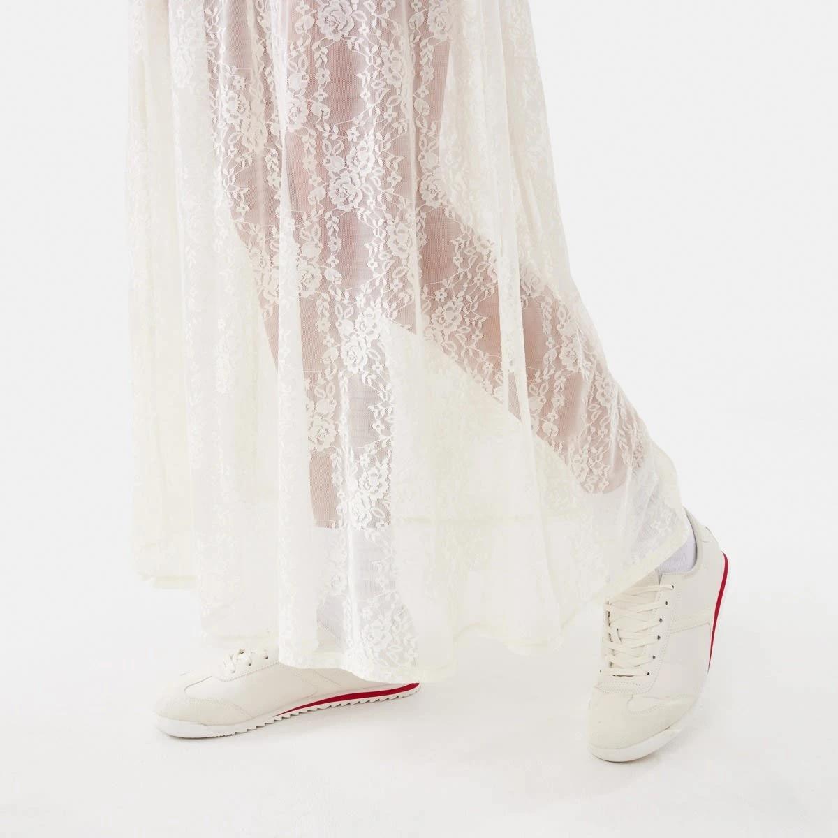 5 Lace Midi Skirt Prtn White, 5 of 8