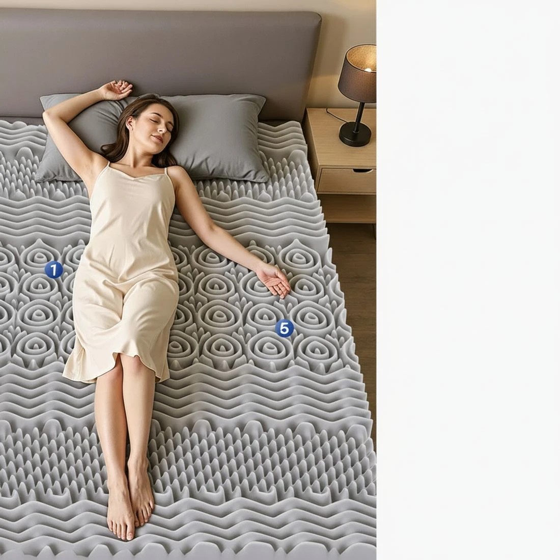 7 Giselle Bedding 8cm Memory Foam Mattress Topper 7-Zone Graphite Double - Double Bed - Grey, 7 of 9