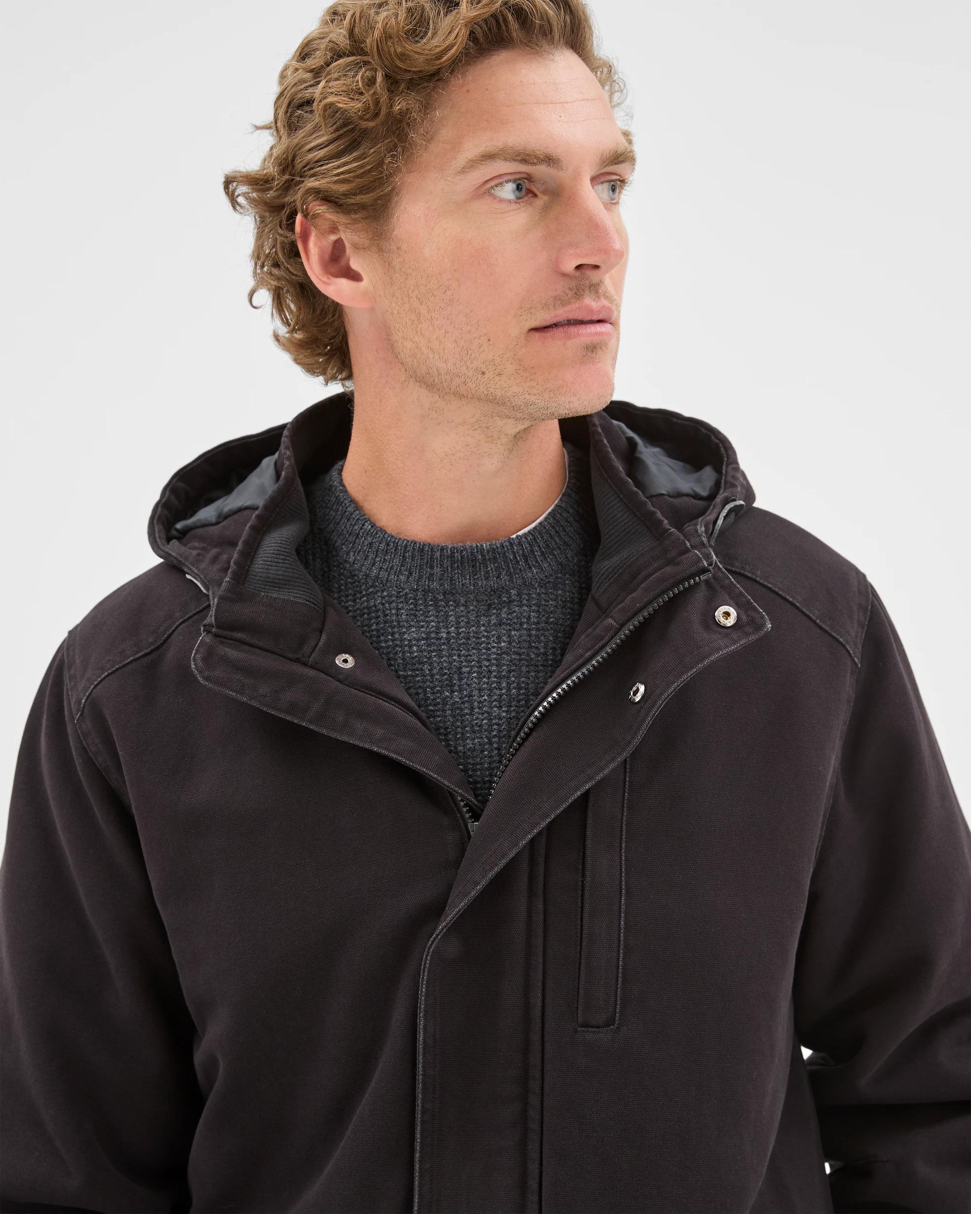 4 Target Man Australian Cotton Canvas Parka Jacket BLACK, 4 of 7