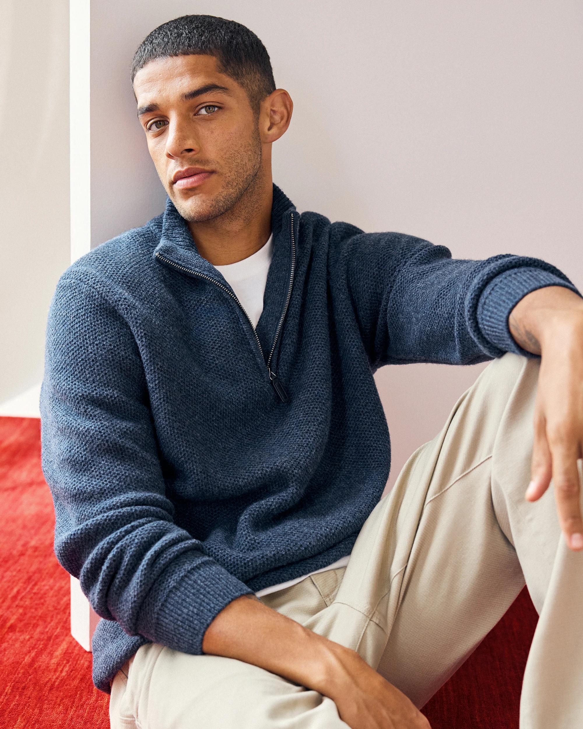 7 Target Man Lambswool 1/2 Zip Knit Jumper NAVY, 7 of 10