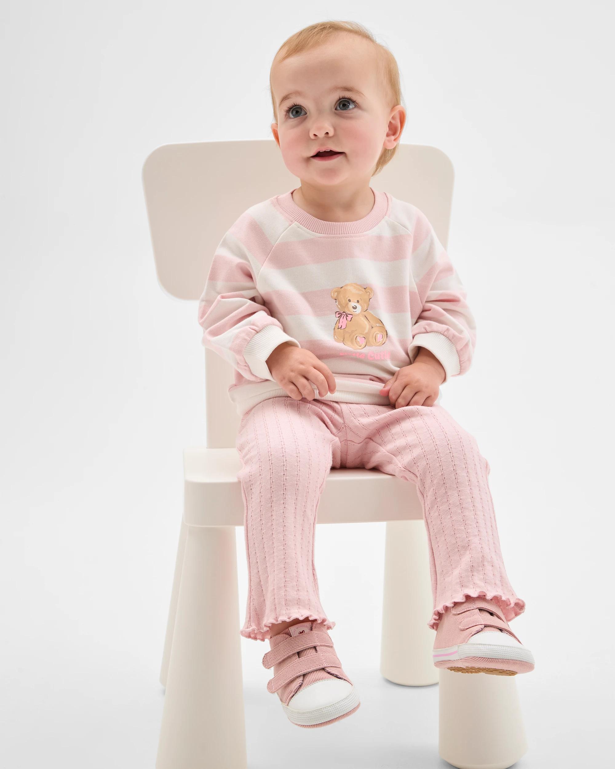 1 Target Baby Baby Organic Cotton Jumper & Flare Pants 2 Piece Set TEDDY STRIPE, 1 of 6
