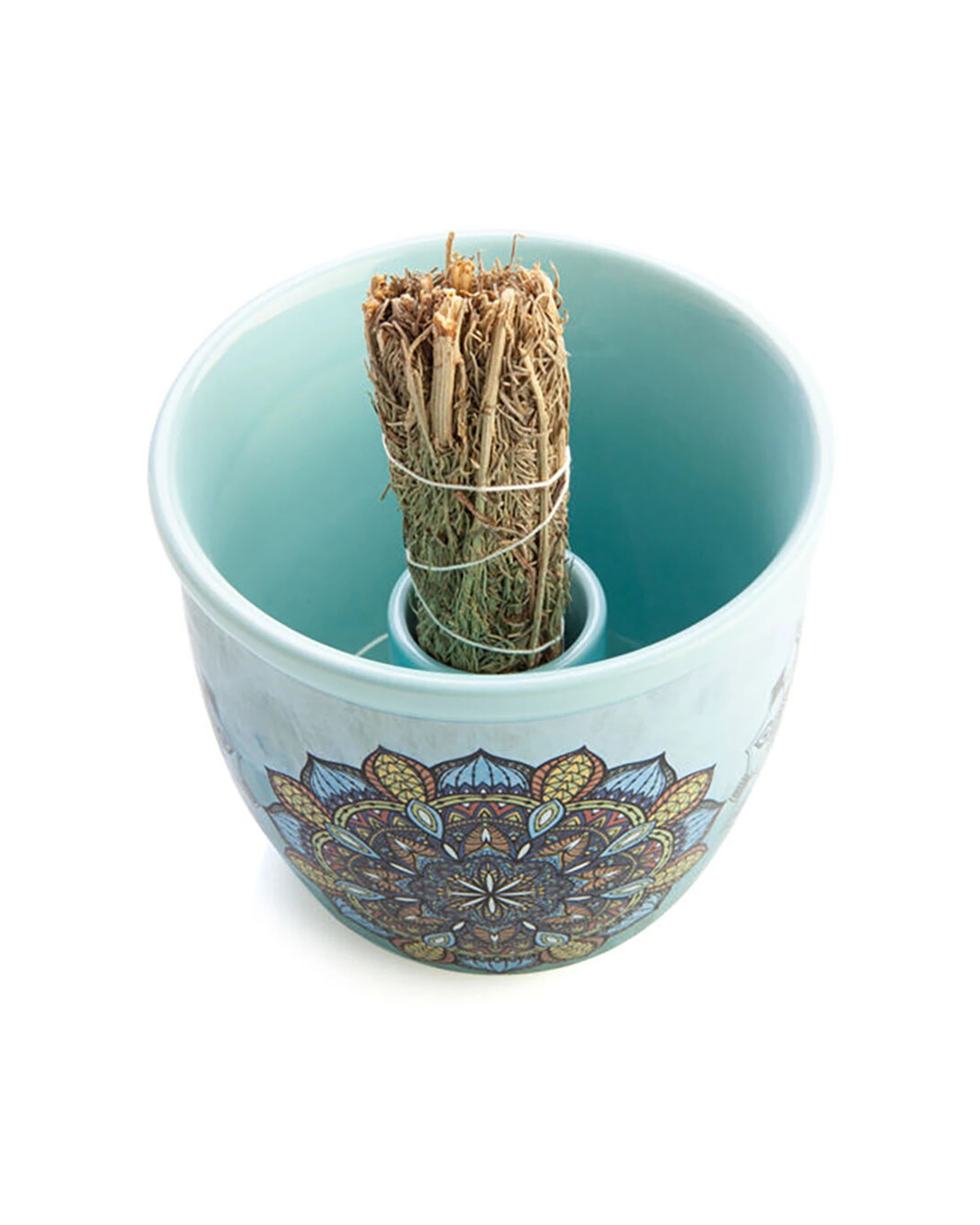 2 MDI Smudge Bowl Sage & Incense Burner Ceramic Mandala 12.5x10.5cm - Blue, 2 of 5