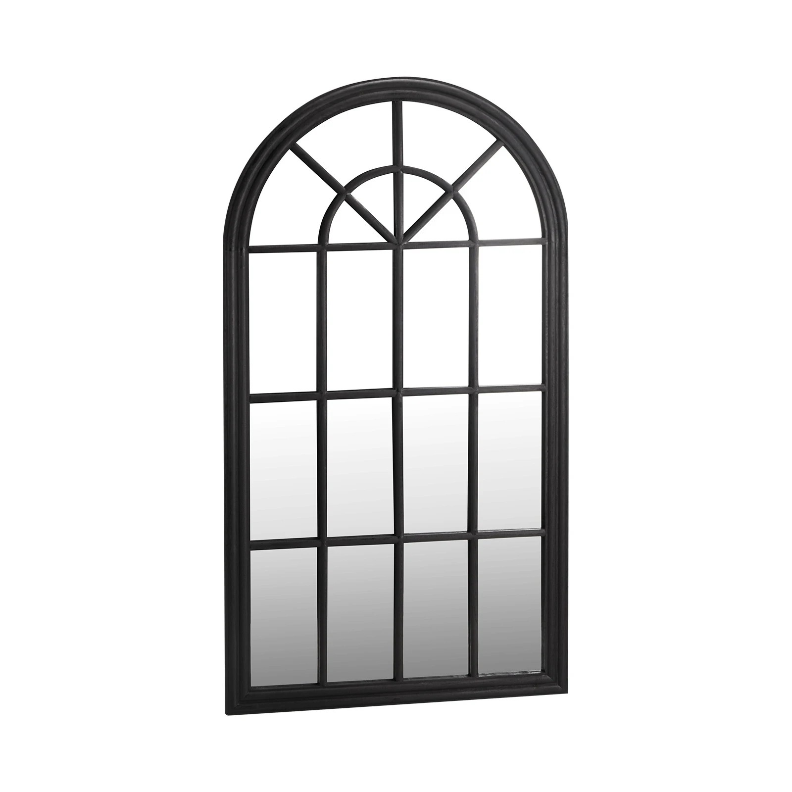1 Oikiture Window Mirror Arched Wall Mirrors Decor 76x51cm Wooden
 - Black, 1 of 9