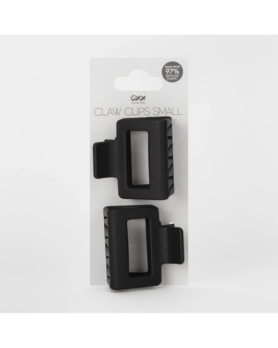 3 OXX Haircare 2 Pack Black Small Rectangle Matte Claw Hair Clips, 3 of 4