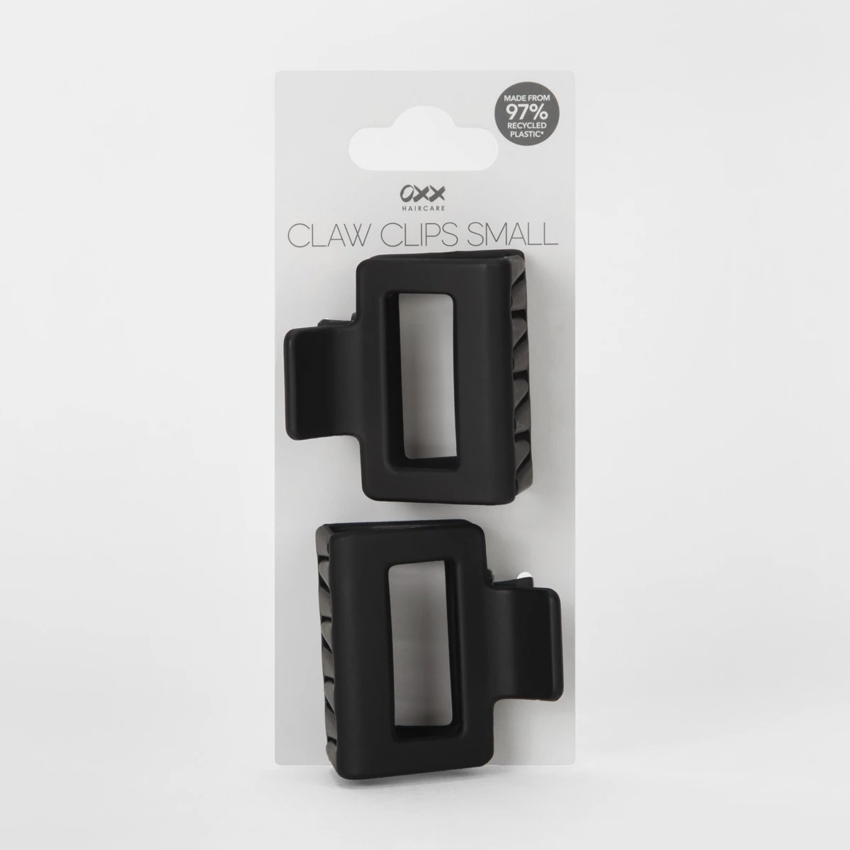 3 OXX Haircare 2 Pack Black Small Rectangle Matte Claw Hair Clips, 3 of 4