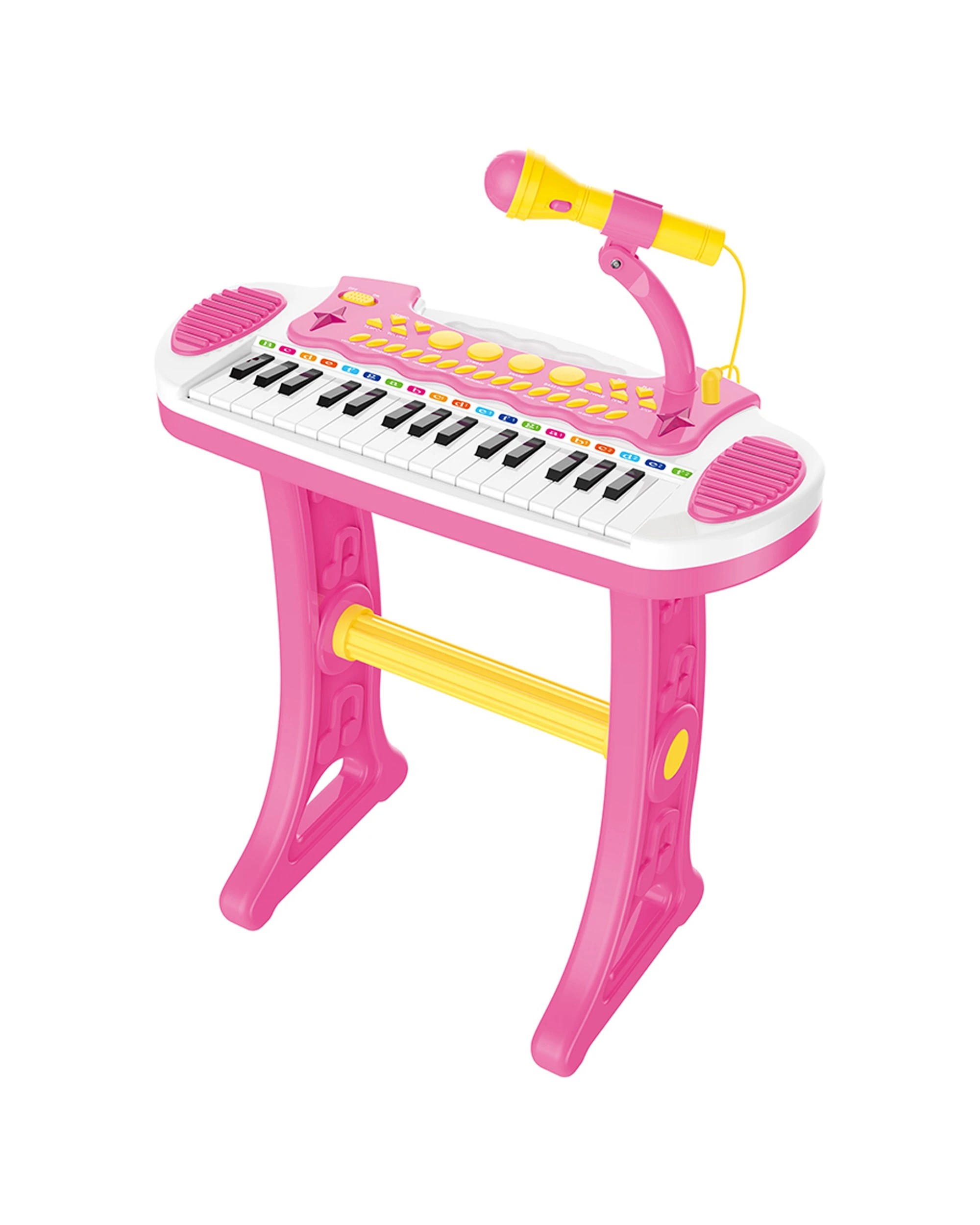 2 Lenoxx 31 Key Kids Electronic Keyboard With Stool Stand Microphone - Pink, 2 of 7