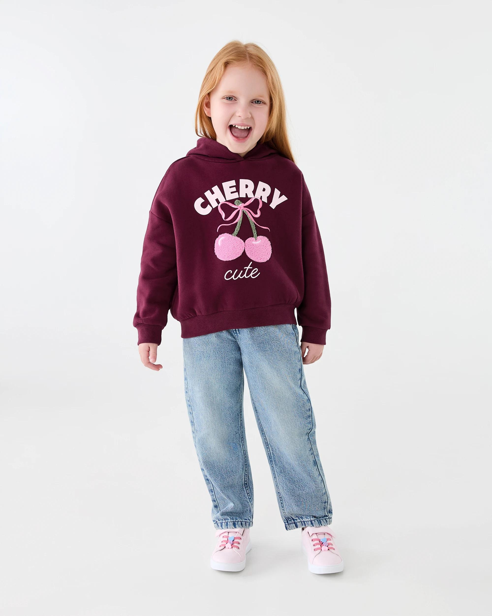 7 Oversized Sequin Embroidered Hoodie Red Cherry, 7 of 8