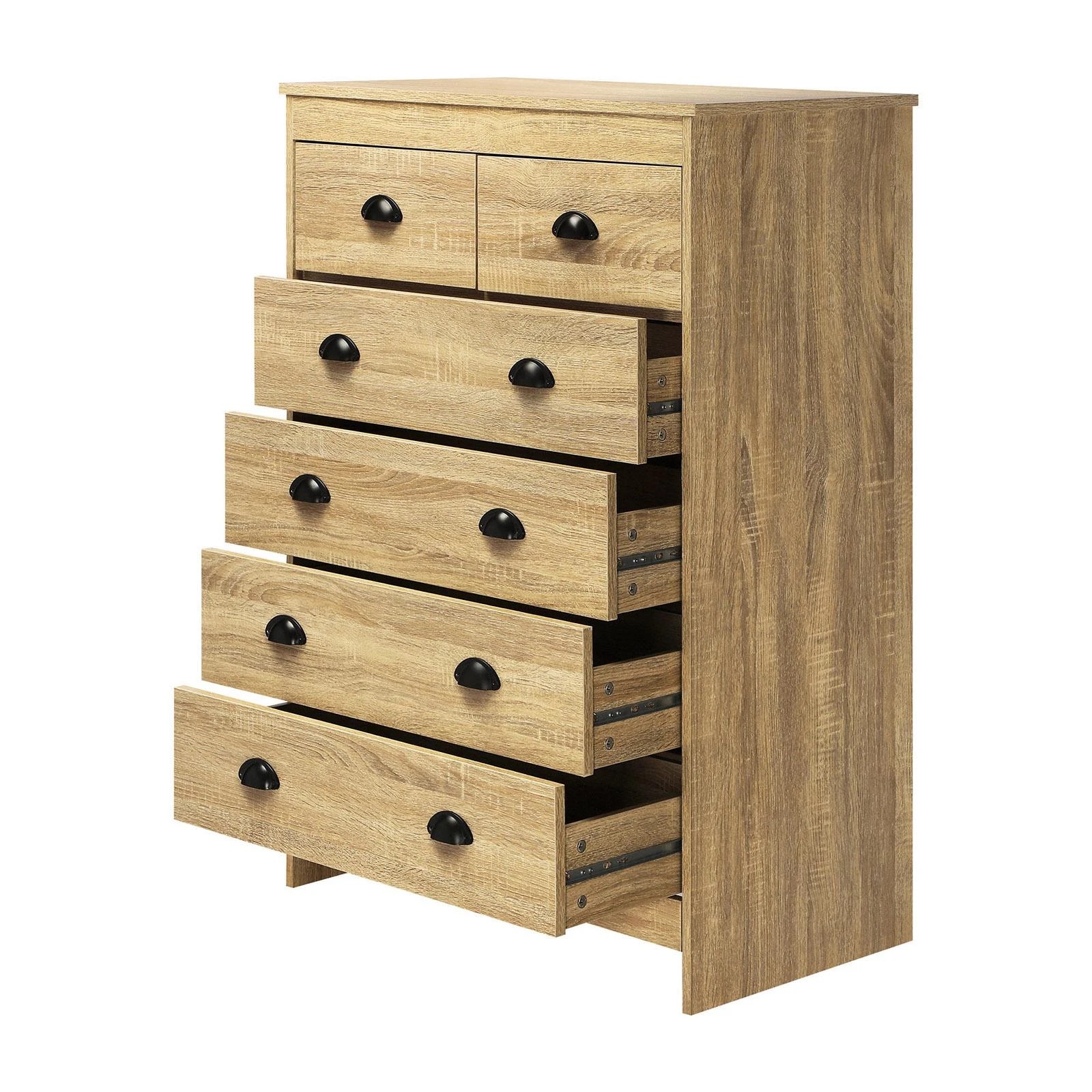 7 Oikiture 6 Chest of Drawers Tallboy Dresser Table Storage Cabinet - Natural, 7 of 9