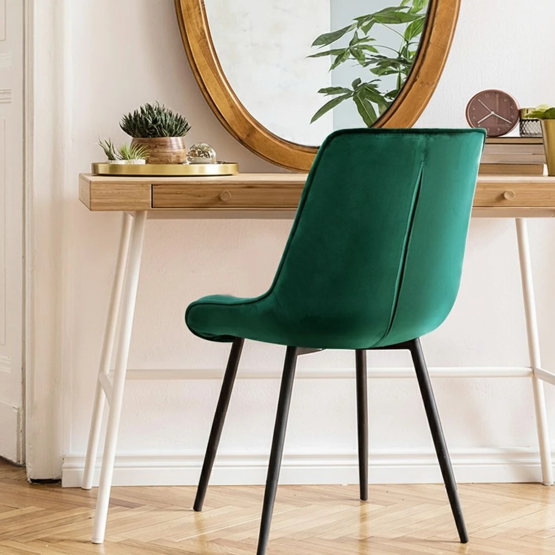 5 Artiss Dining Chairs Set of 4 Velvet Diamond Tufted Green - Green, 5 of 5