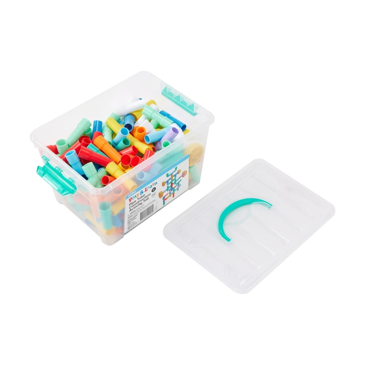 3 168 Piece Play and Learn Pipe Tube Construction Activity Tub, 3 of 9