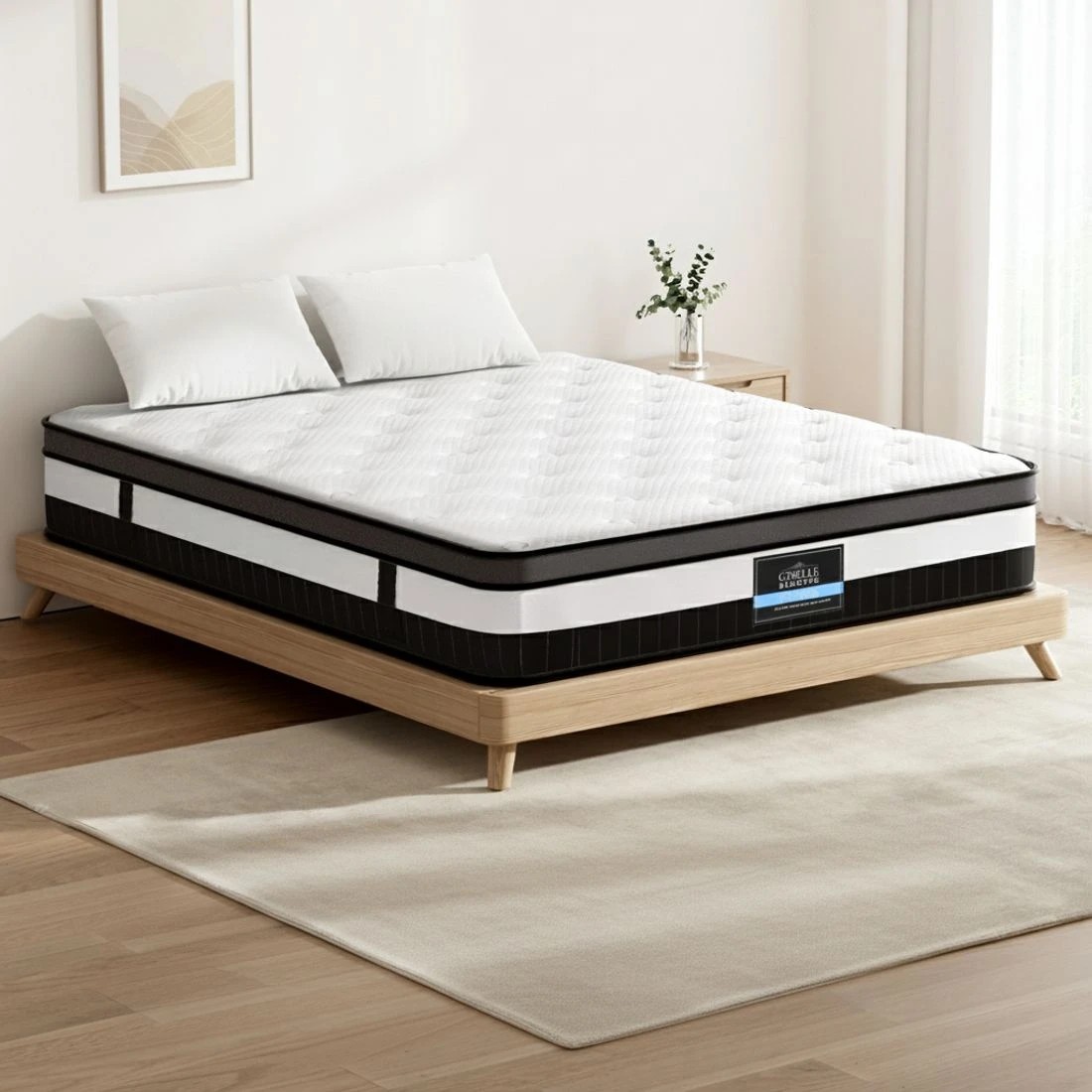 4 Giselle Bedding 30cm Mattress Medium Firm Euro Top Pocket Spring Hybrid - King Bed - White, 4 of 7