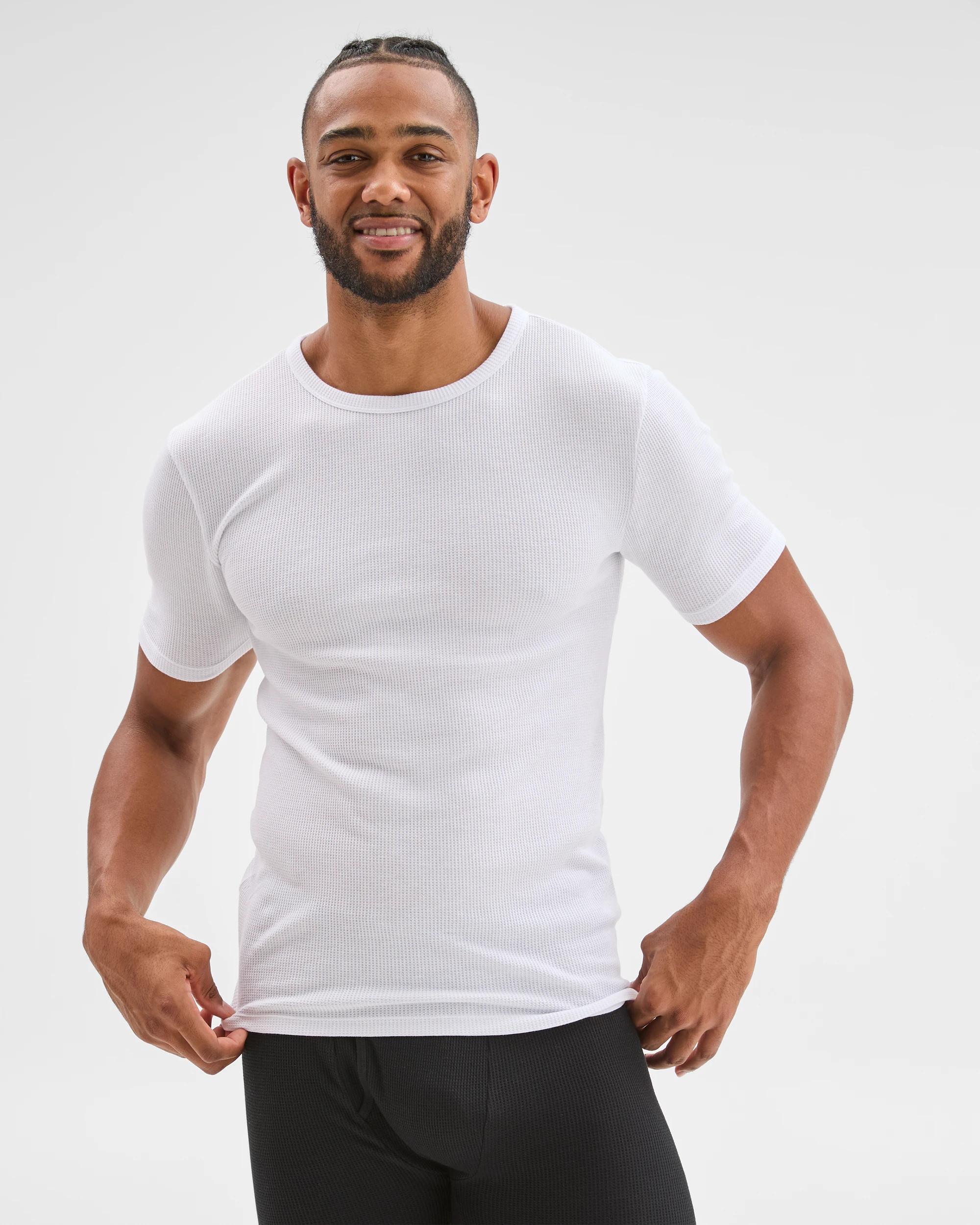 2 Maxx Australian Cotton Short Sleeve Waffle Thermal Top WHITE, 2 of 7