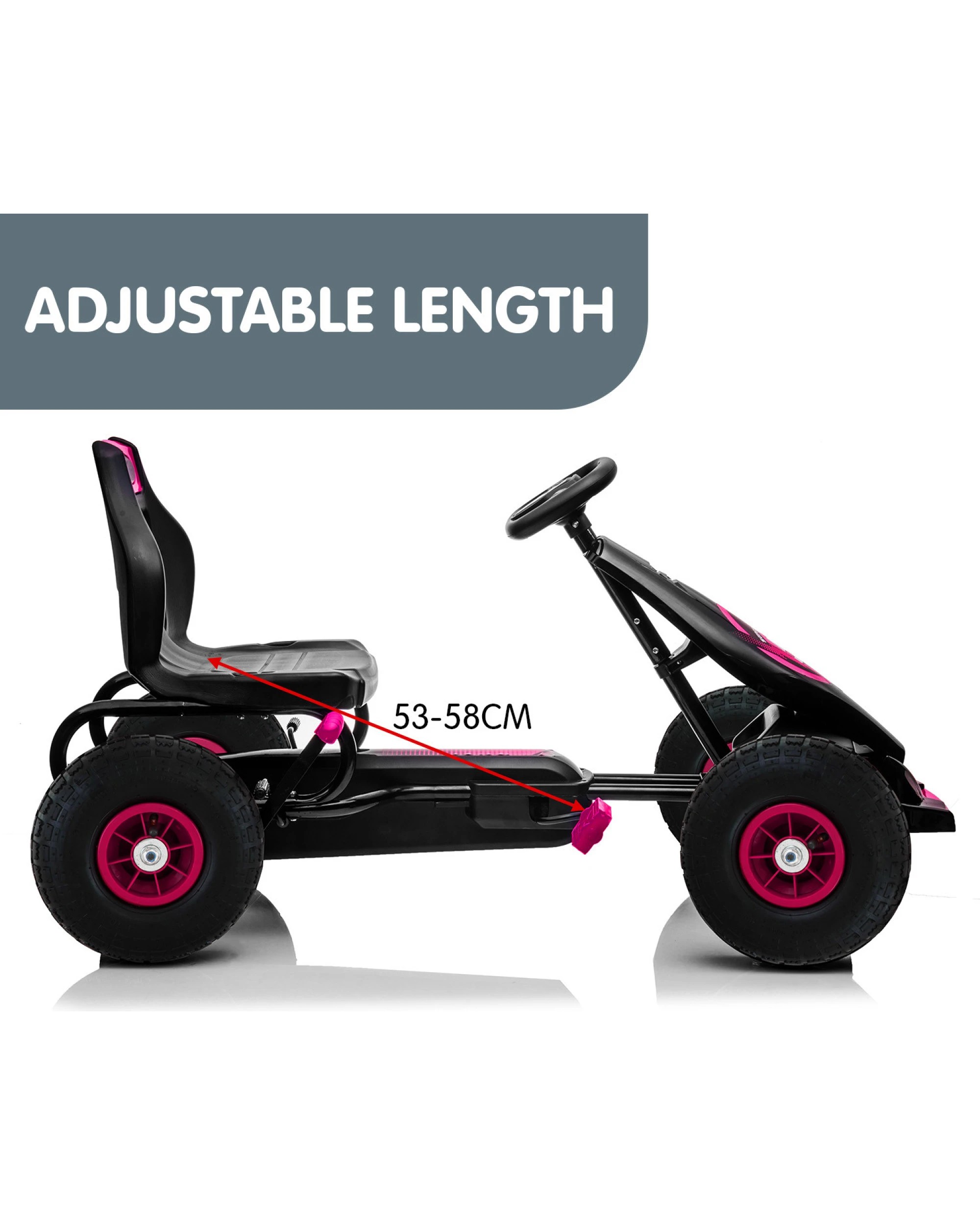 3 Kahuna G18 Kids Ride On Pedal Go Kart - Rose Pink, 3 of 10