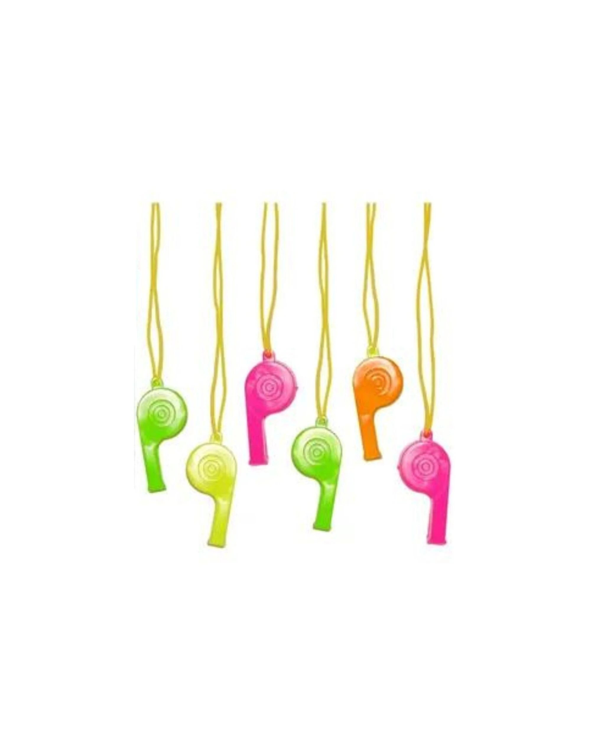 1 Artwrap Plastic Whistles Pack of 6 -  Neon, 1 of 2