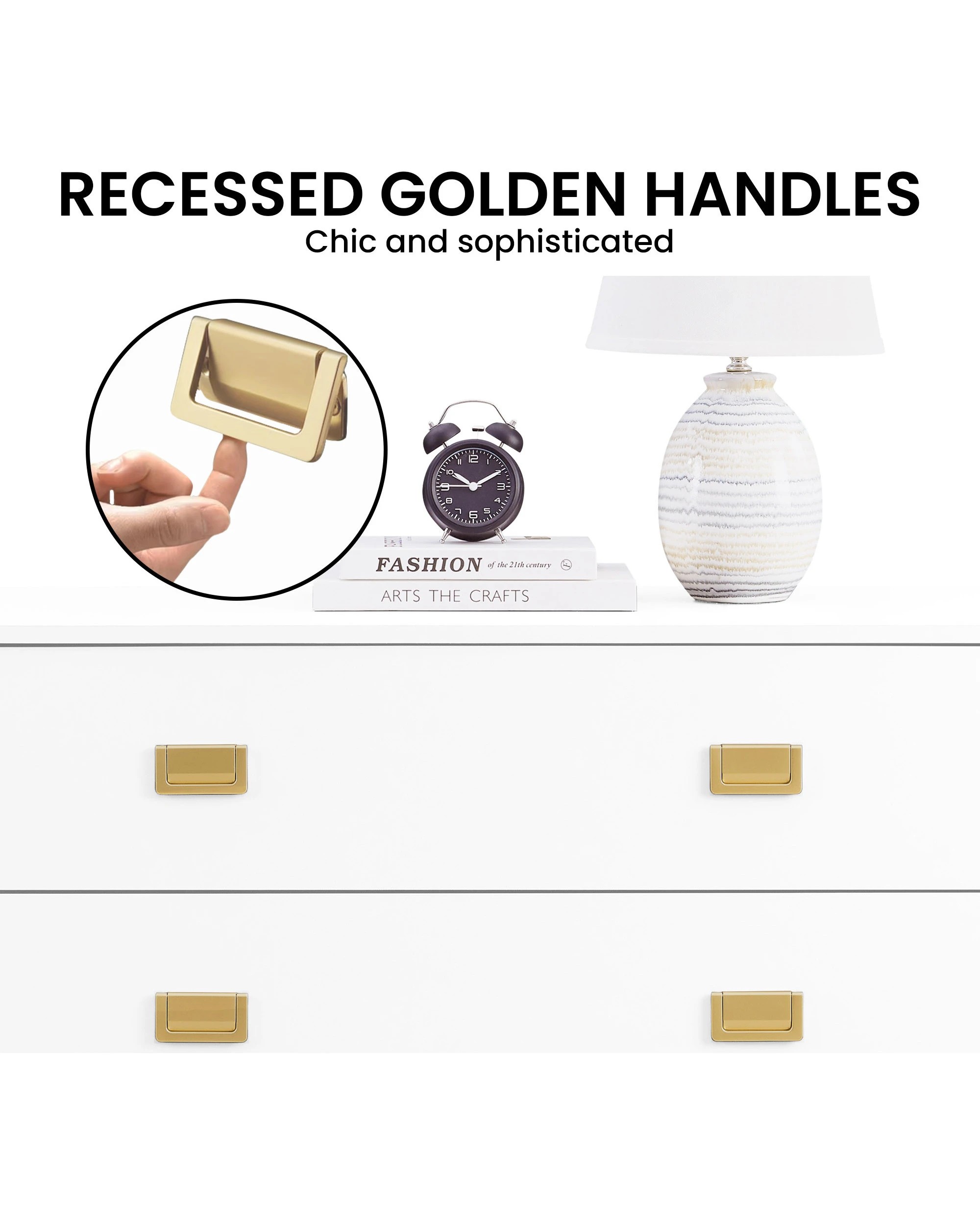 6 Sarantino Amara Chest Of Drawers Tallboy Dresser In White Gold, 6 of 8