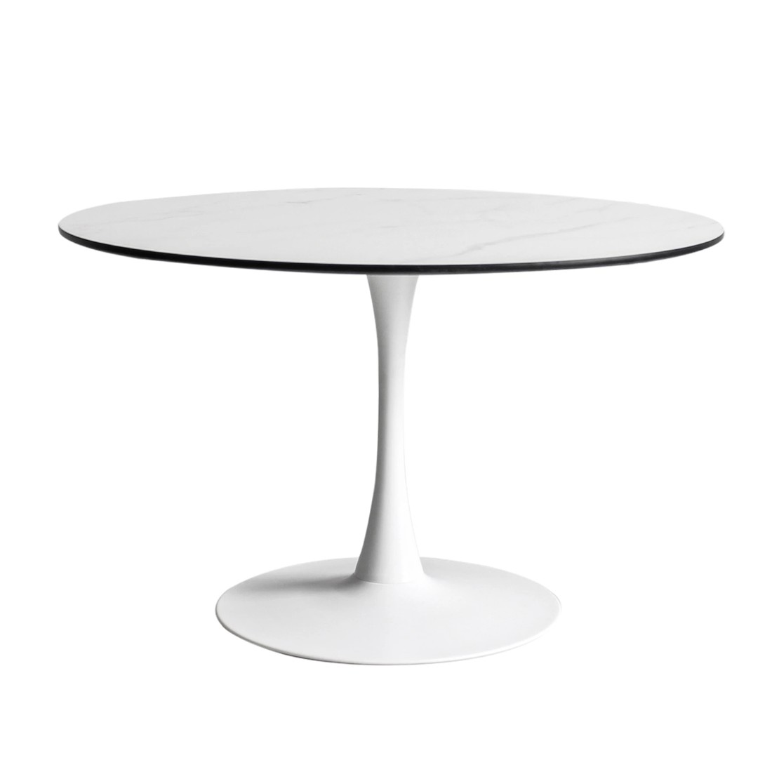 1 Levede Round Marble Dining Table - White, 1 of 6