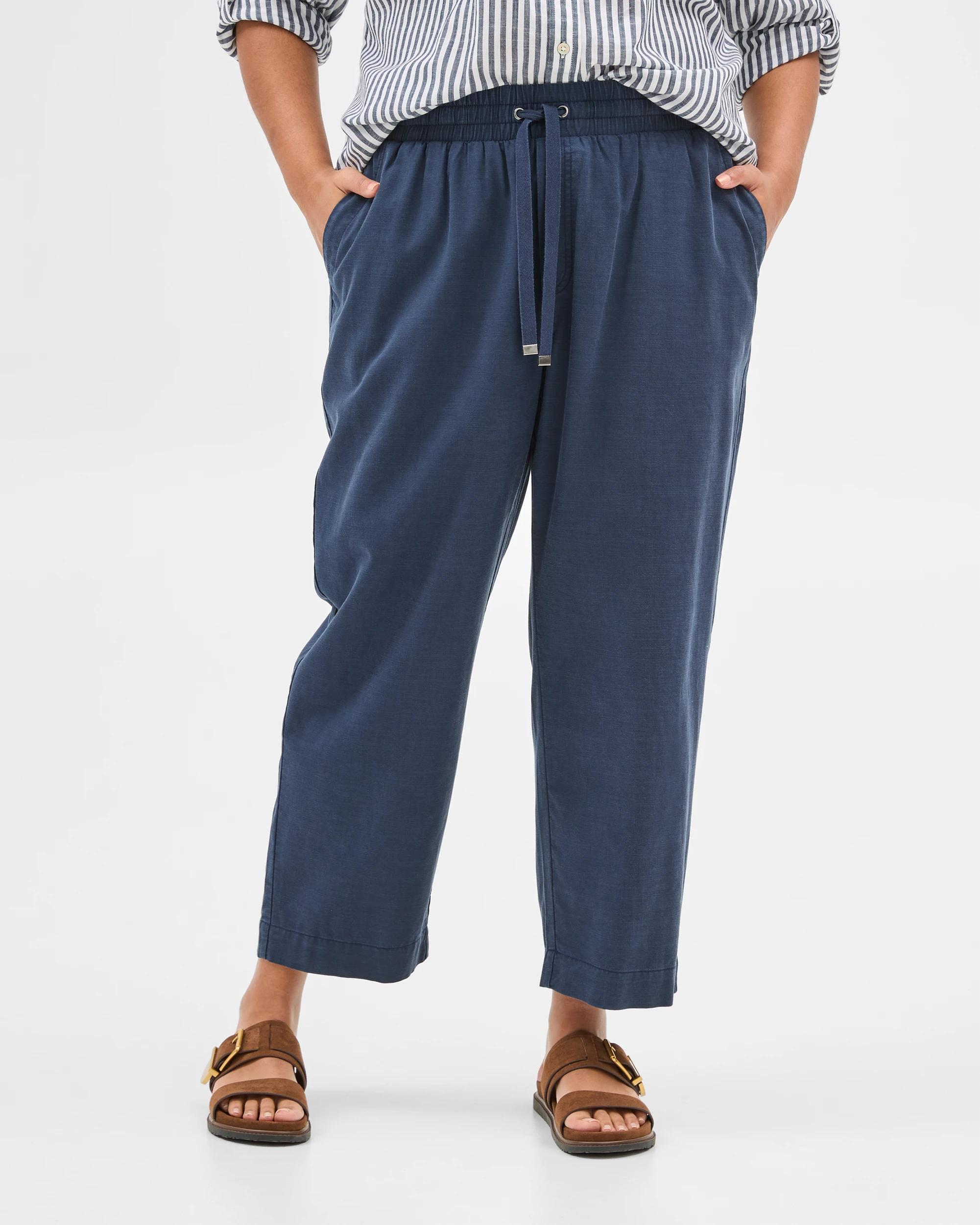 4 Target Plus Size Slub Straight Leg Pants NAVY BLUE, 4 of 7