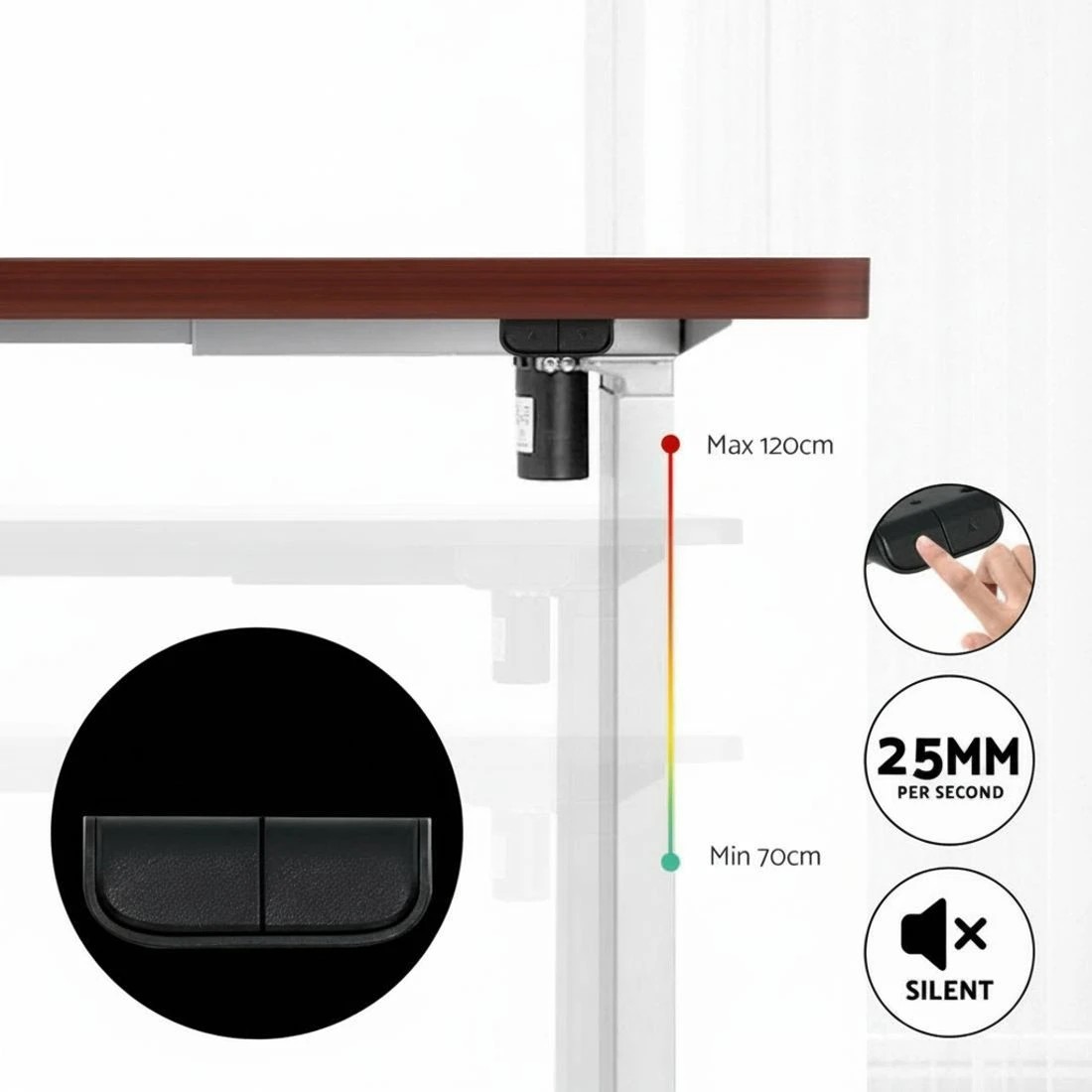 4 Artiss Standing Desk Motorised Sit Stand Desks Walnut 140CM - Brown, 4 of 4
