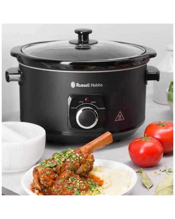 Russell Hobbs Rhsc4a Electric 4l Slow Cooker/ceramic Bowl Pot W/ Lid Matte Black - Black