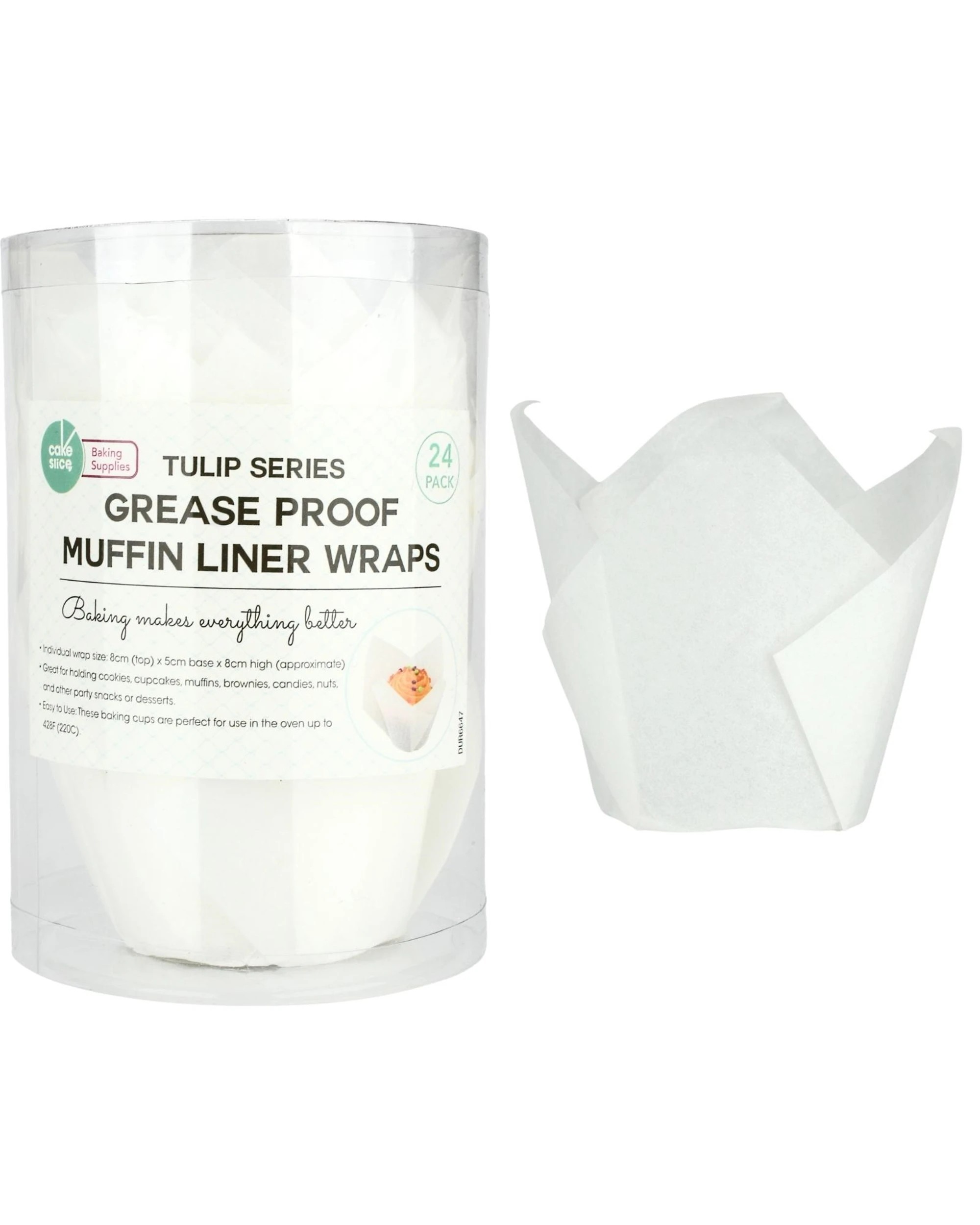 1 Durmaz Grease Proof Muffin Liner Wraps Pack of 24 - White, 1 of 1