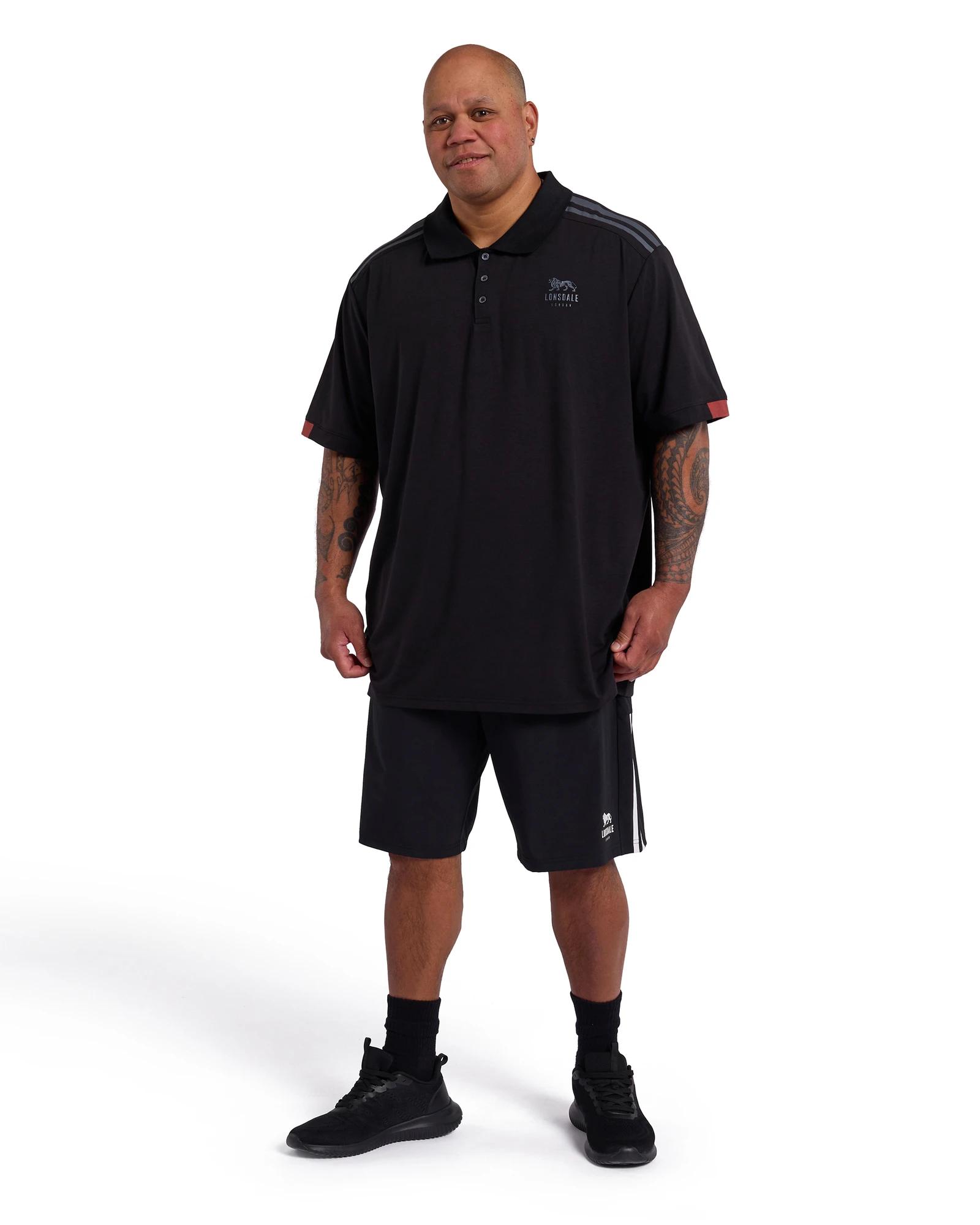 2 Lonsdale London Plus Size Active Polo Top - Lonsdale BLACK, 2 of 5