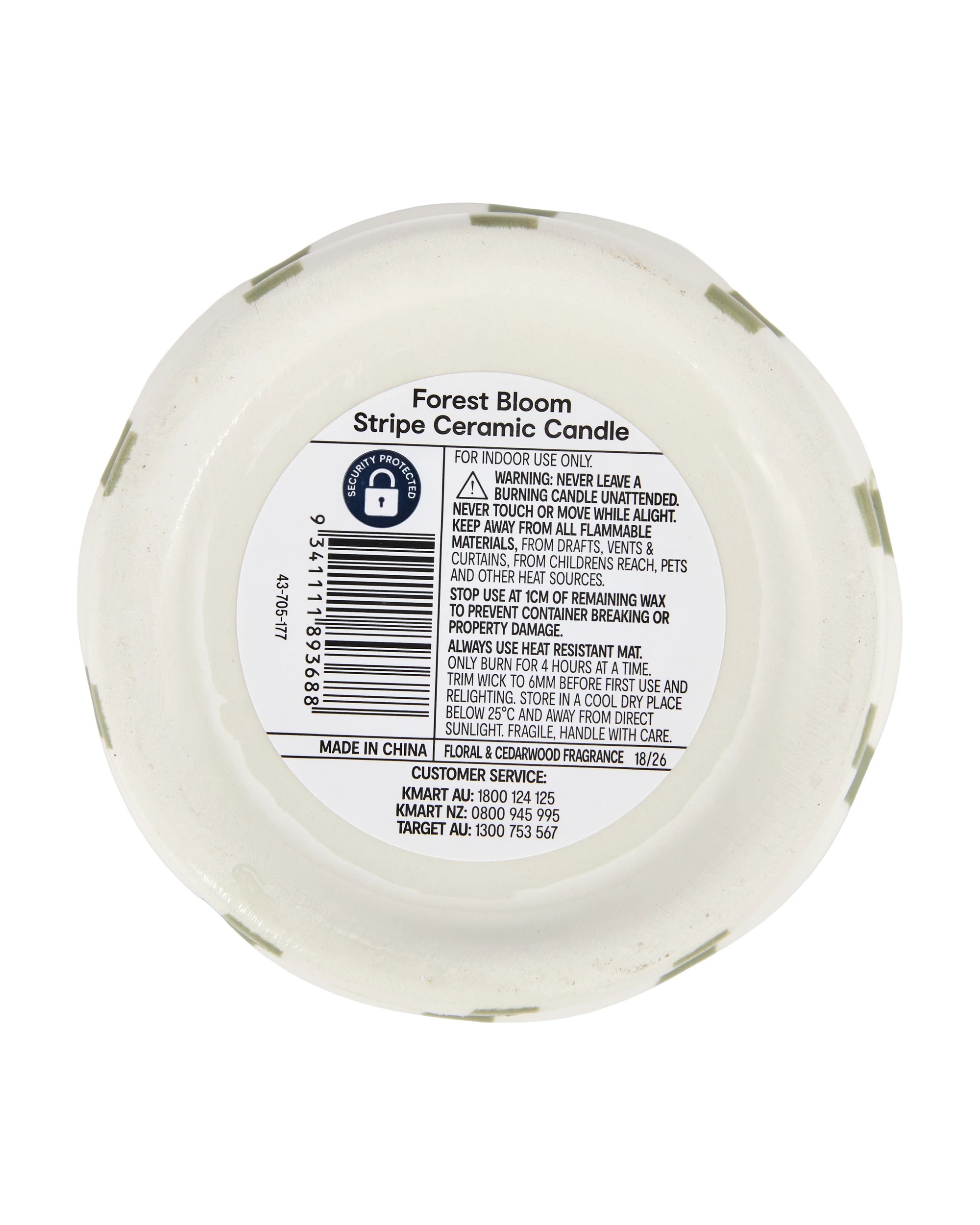 5 Forest Bloom Stripe Ceramic Candle, 5 of 5