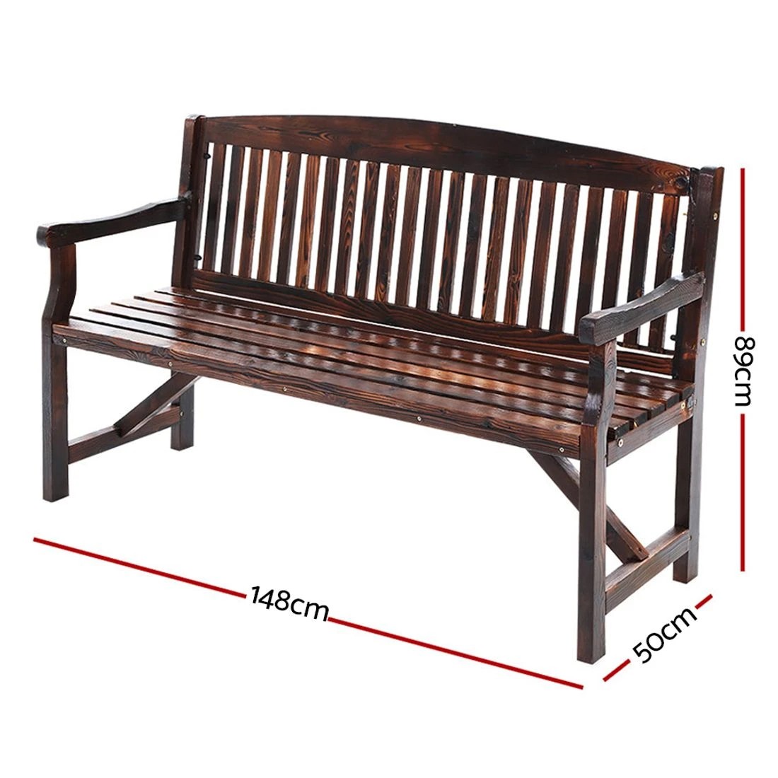 1 Gardeon 5FT Outdoor Garden Bench Wooden 3 Seat Chair Patio Furniture - Charcoal, 1 of 6