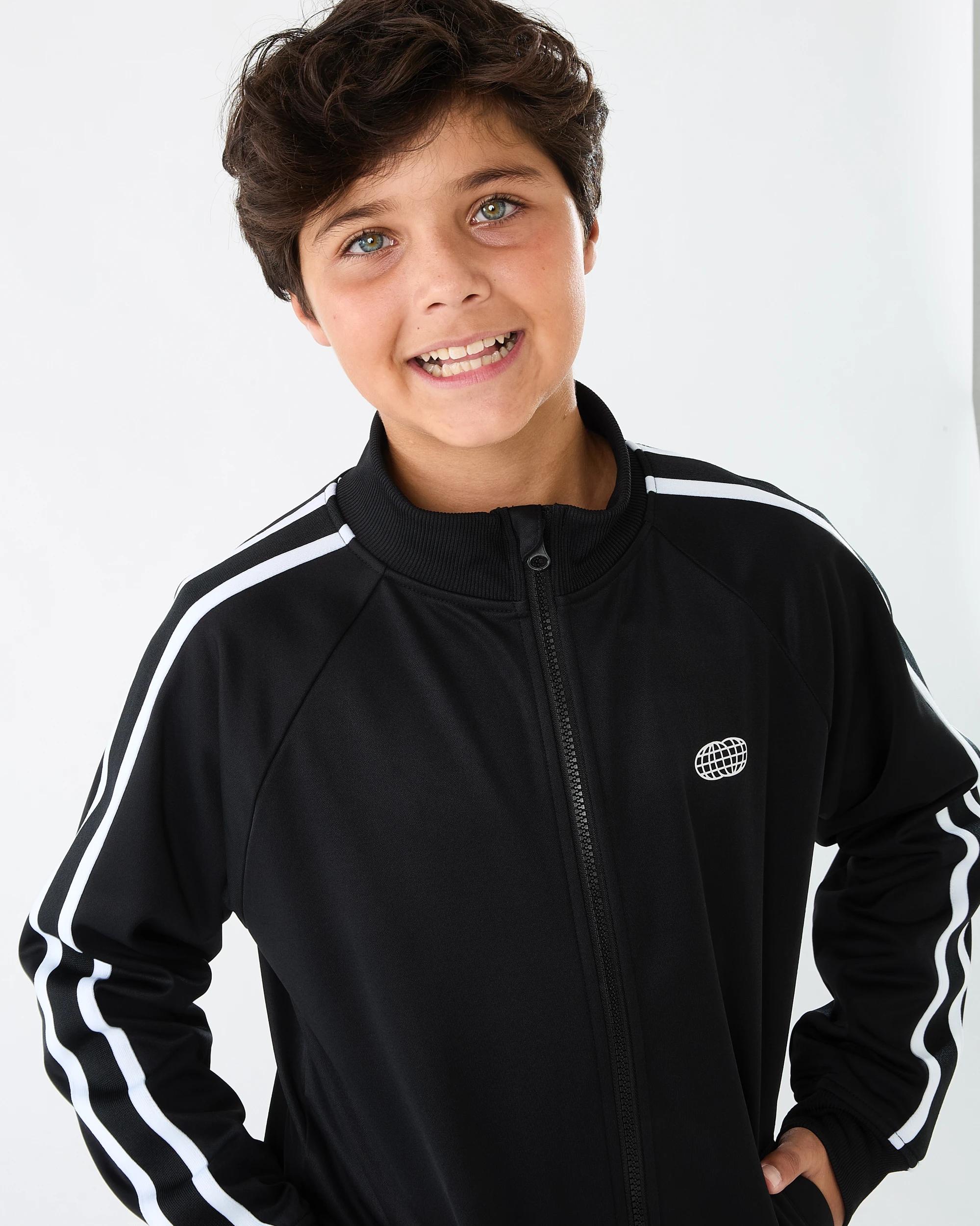 3 Tricot Zip Through Sweatshirt Blk Globe, 3 of 9